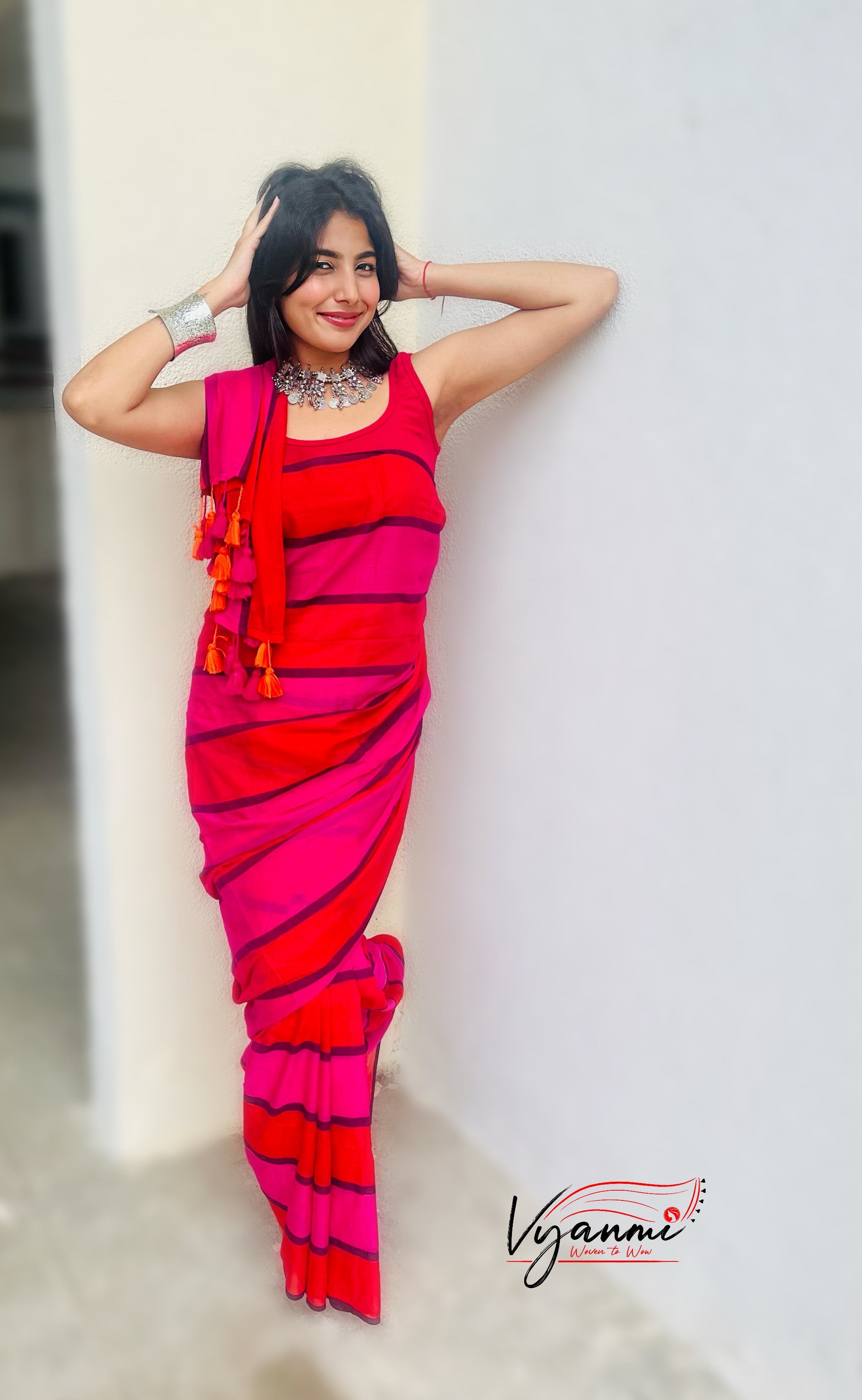 Vyanmi Drama Dose Mulmul Saree
