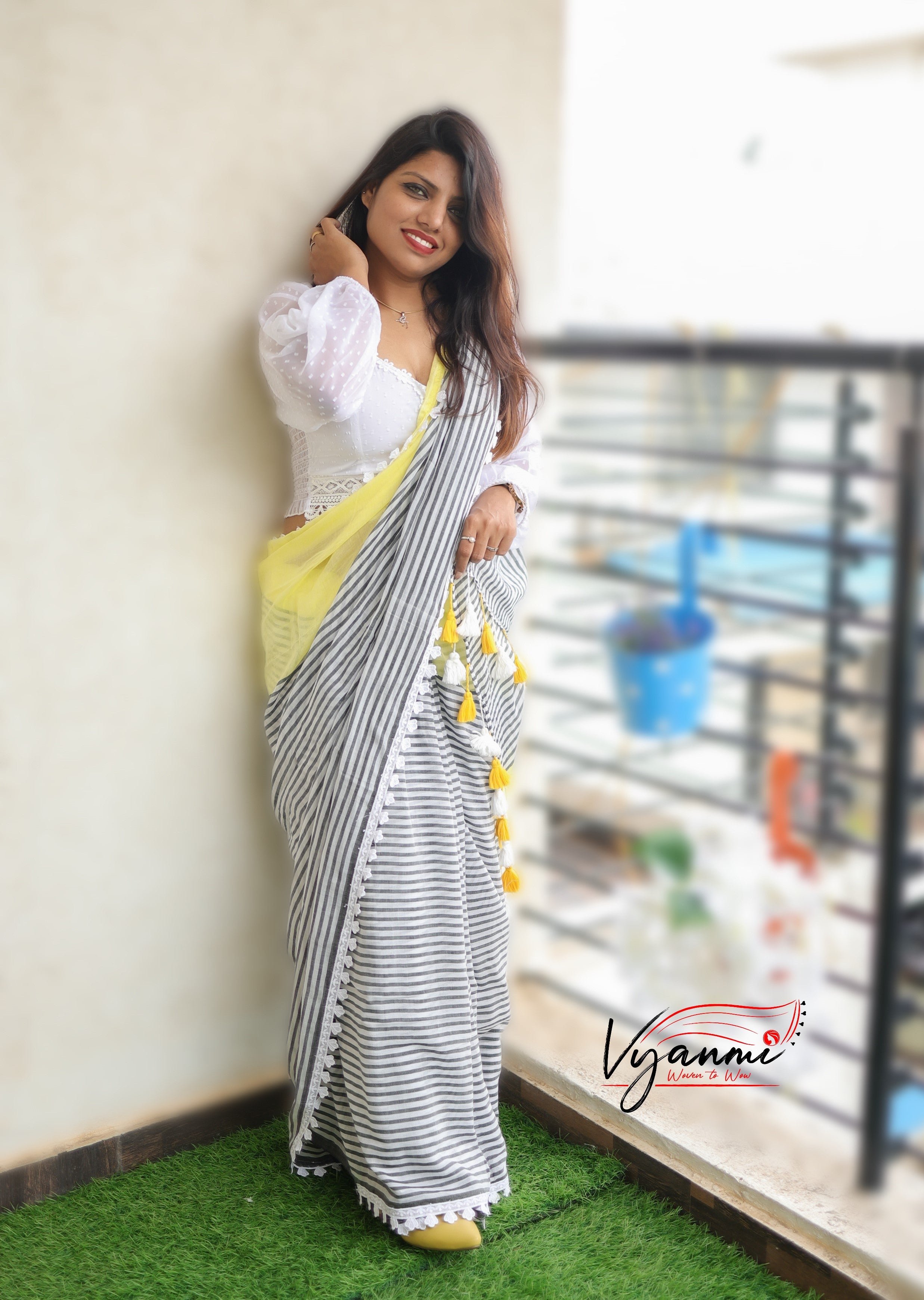 Vyanmi Limonade Vibes Mulmul Saree