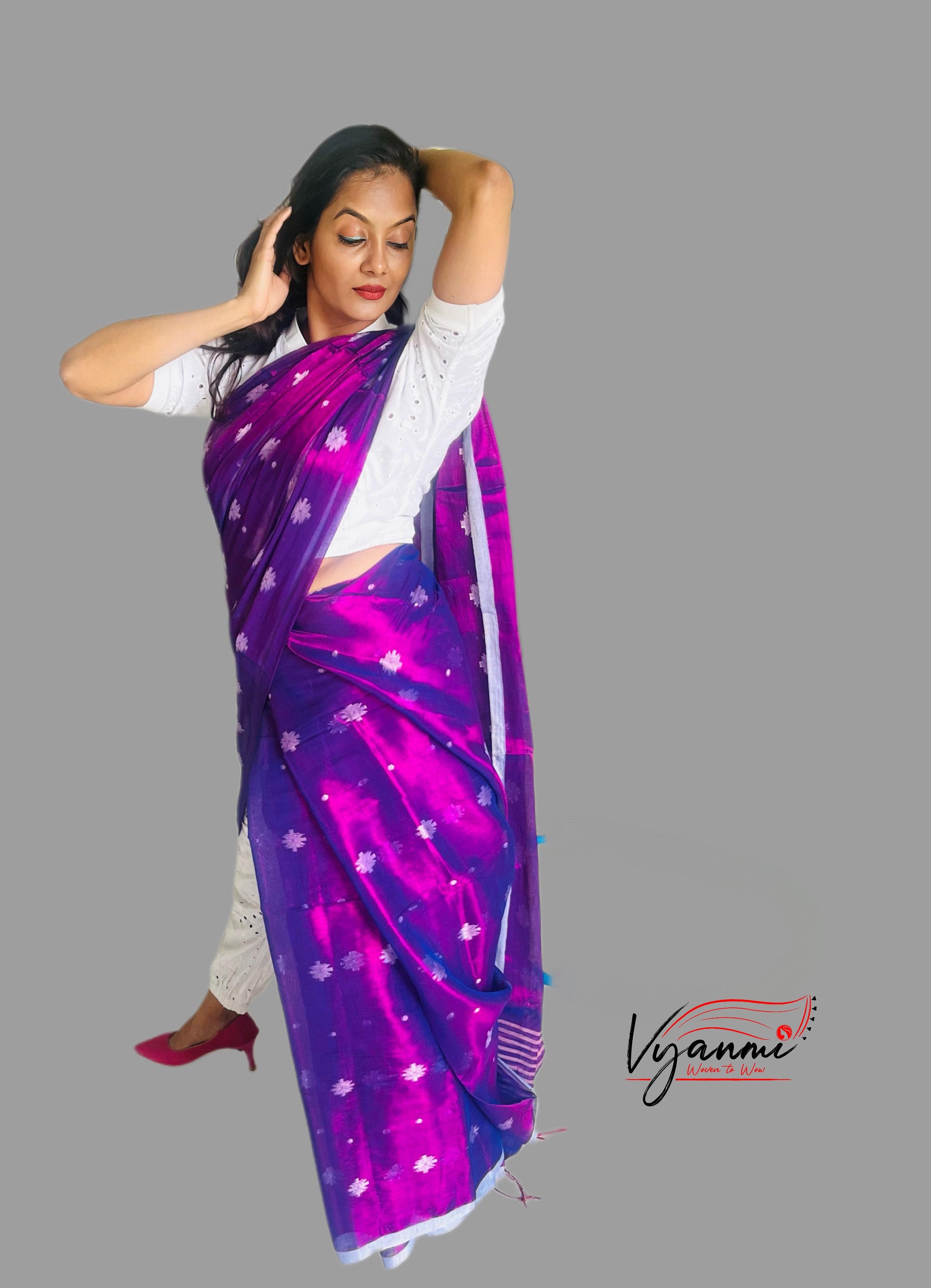 Vyanmi Purple Haze Tissue Saree