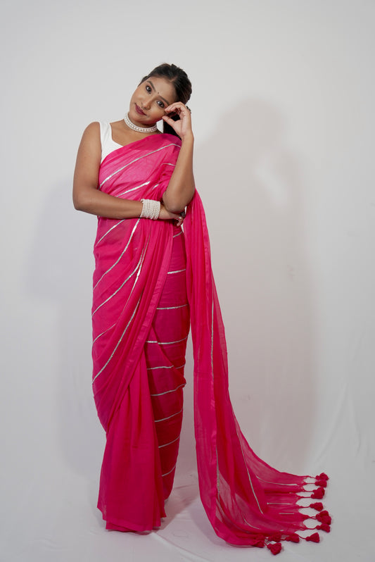 Vyanmi Rani Glow Sequin Mulmul Saree
