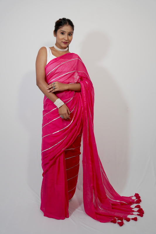 Vyanmi Rani Glow Sequin Mulmul Saree