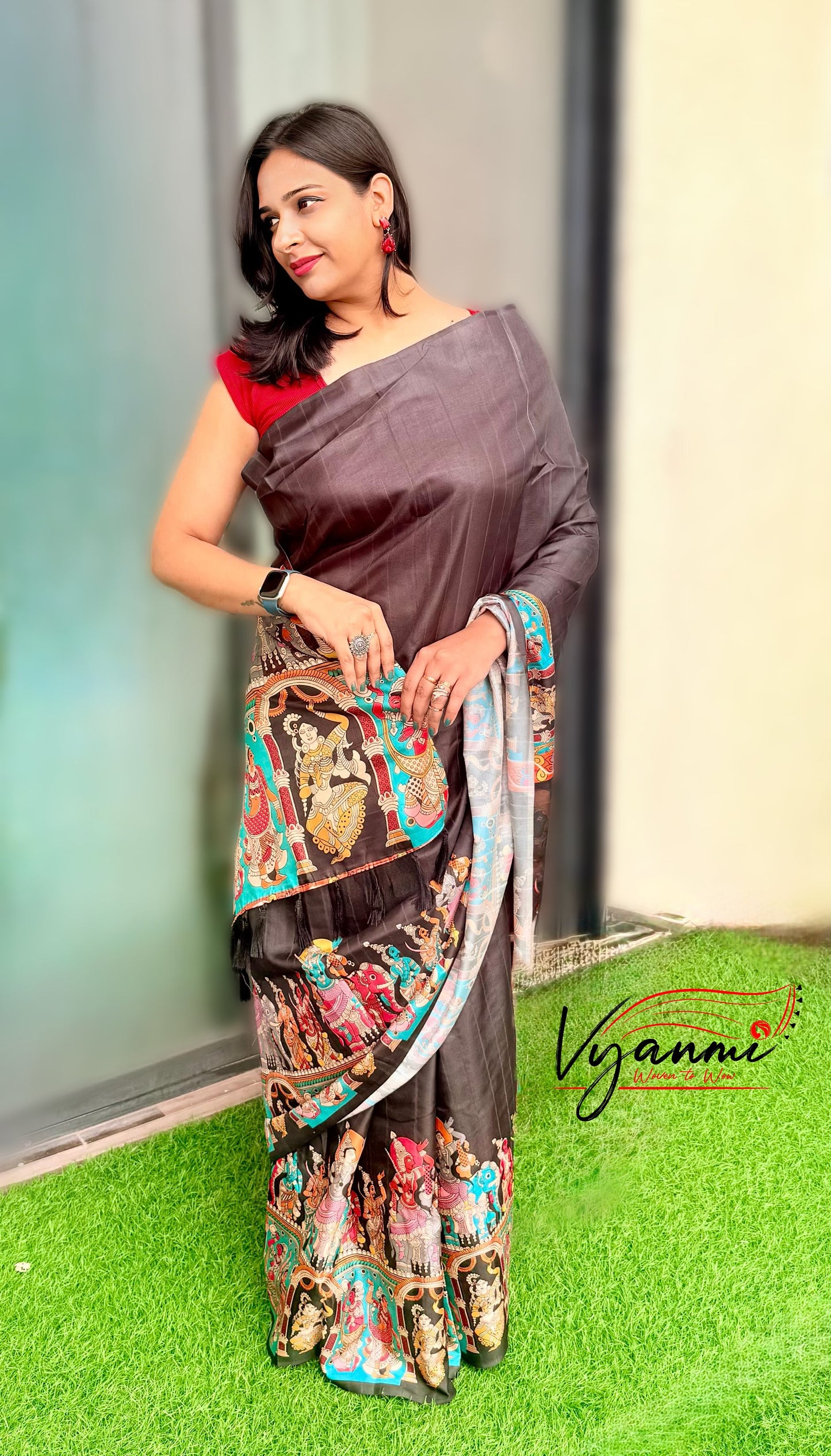 Vyanmi Black Nrityangana Tussar Silk Saree
