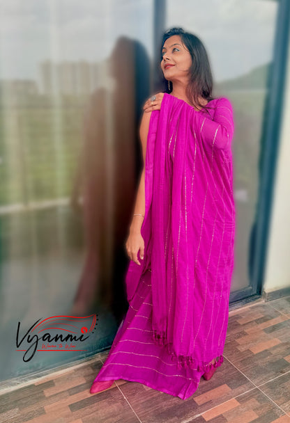 Vyanmi Purplish Sequin Mulmul Saree