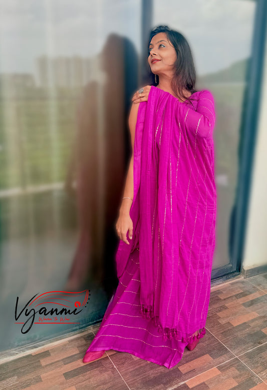 Vyanmi Purplish Sequin Mulmul Saree