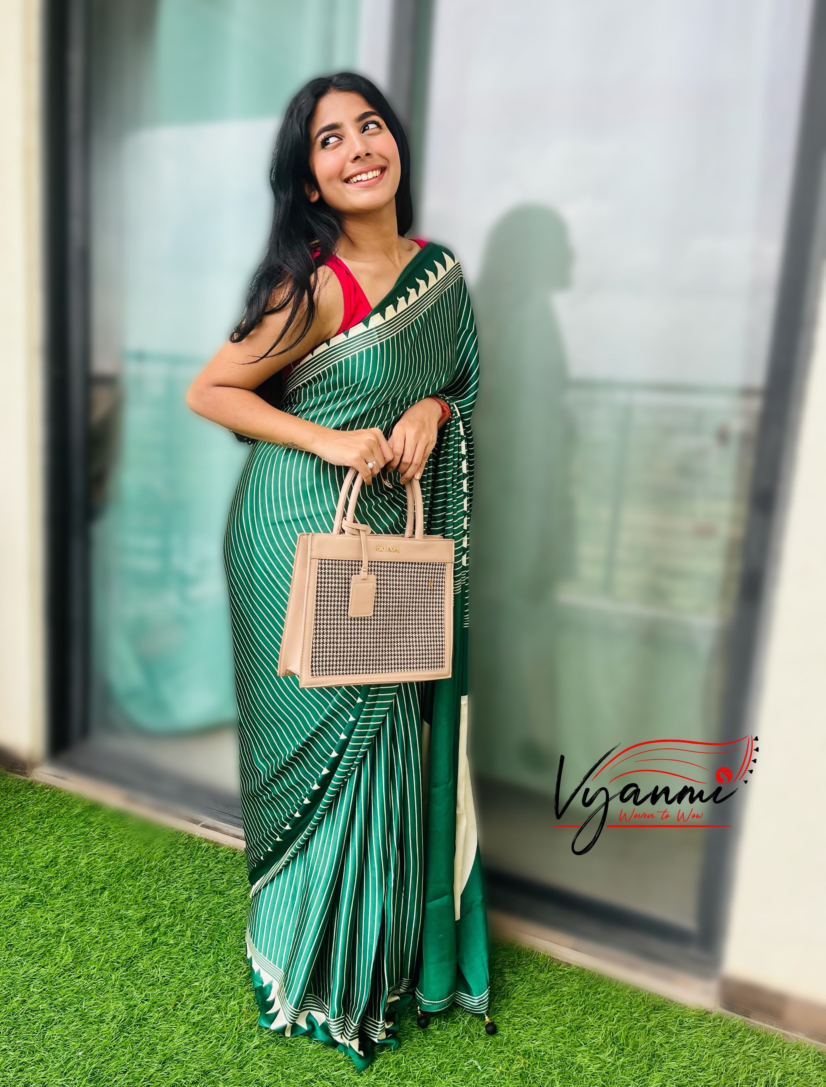 Vyanmi Sassy Green Semi Gajji Silk Saree