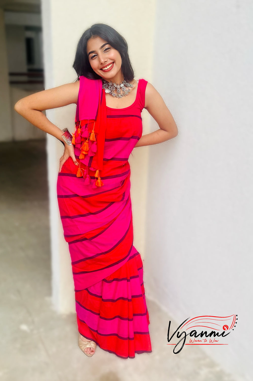 Vyanmi Drama Dose Mulmul Saree