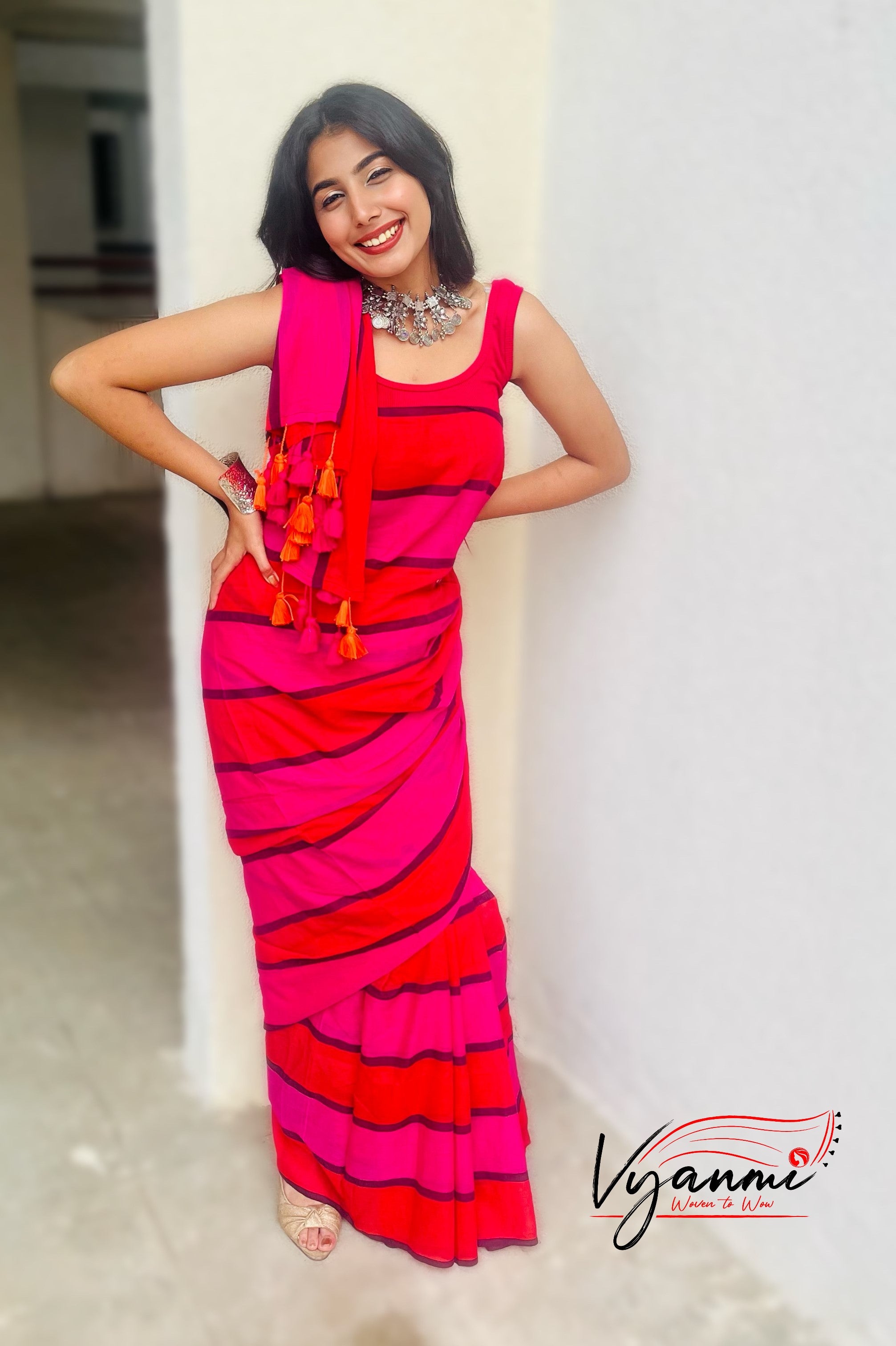Vyanmi Drama Dose Mulmul Saree