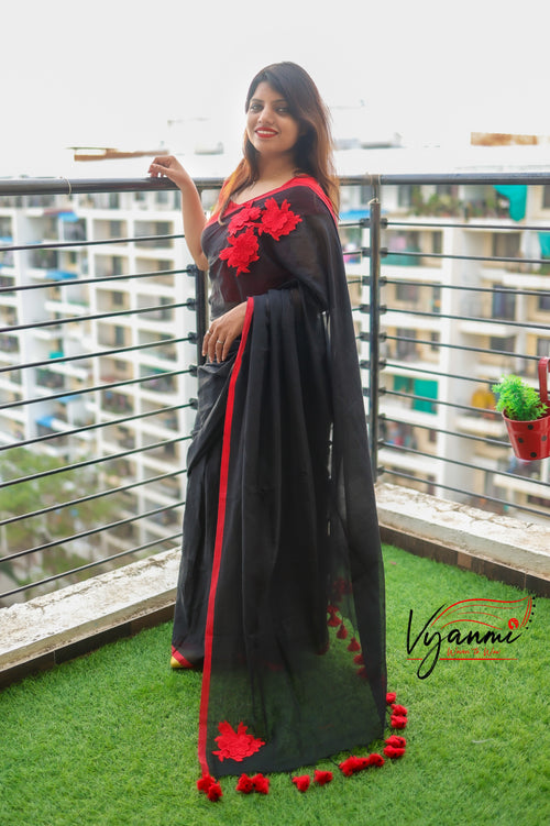 Vyanmi Black Forest Mul Saree