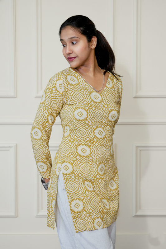 Vyanmi Inka Mustard Sleeved Corset Kurti