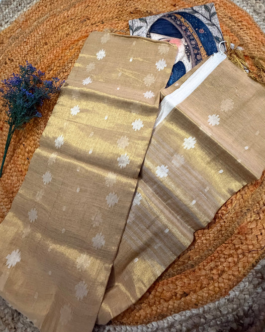 Vyanmi Golden Sheen Tissue Saree