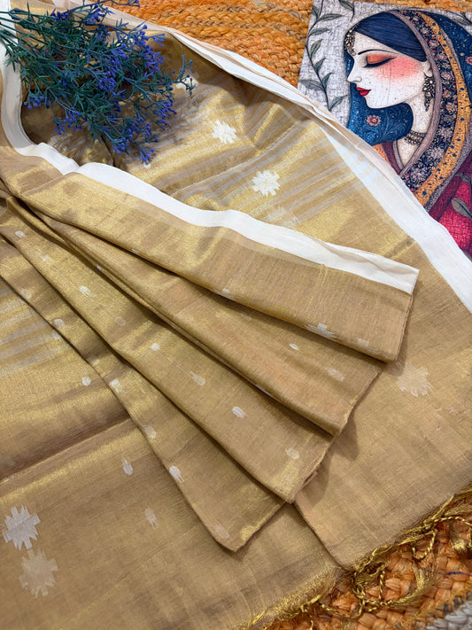 Vyanmi Golden Sheen Tissue Saree