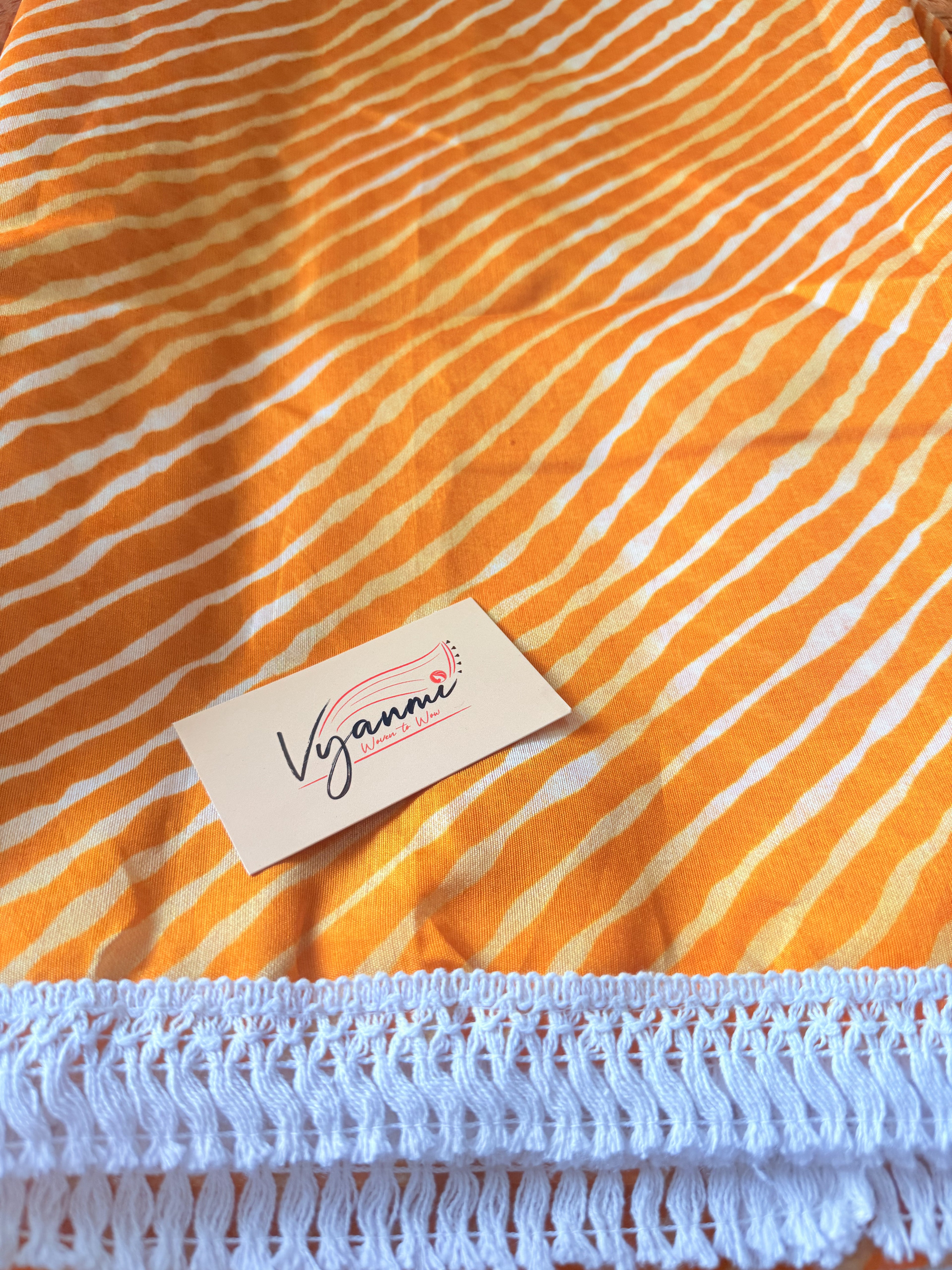 Vyanmi Orange Leher Linen Saree