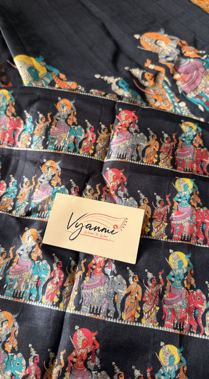 Vyanmi Black Nrityangana Tussar Silk Saree
