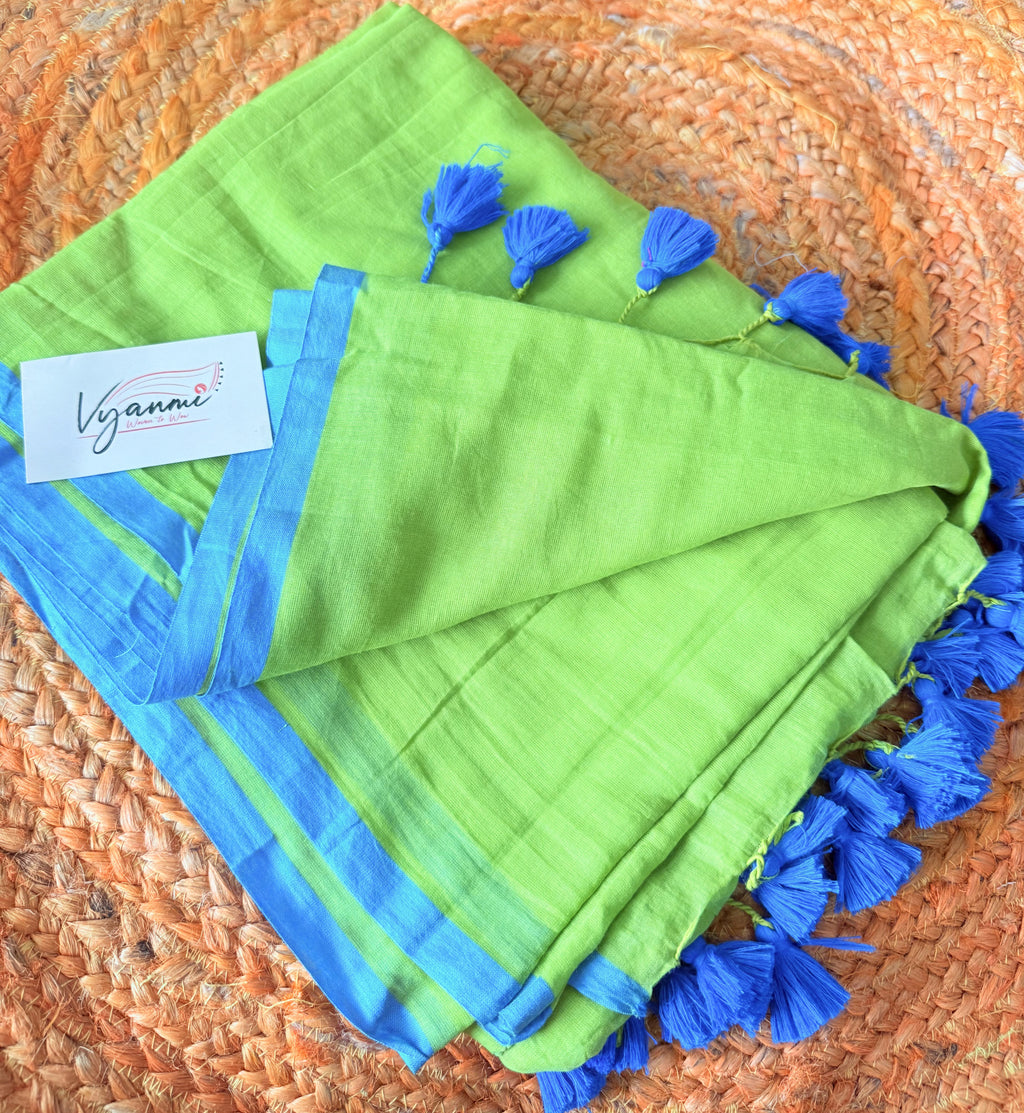 Vyanmi Cool Citrus Mulmul Saree