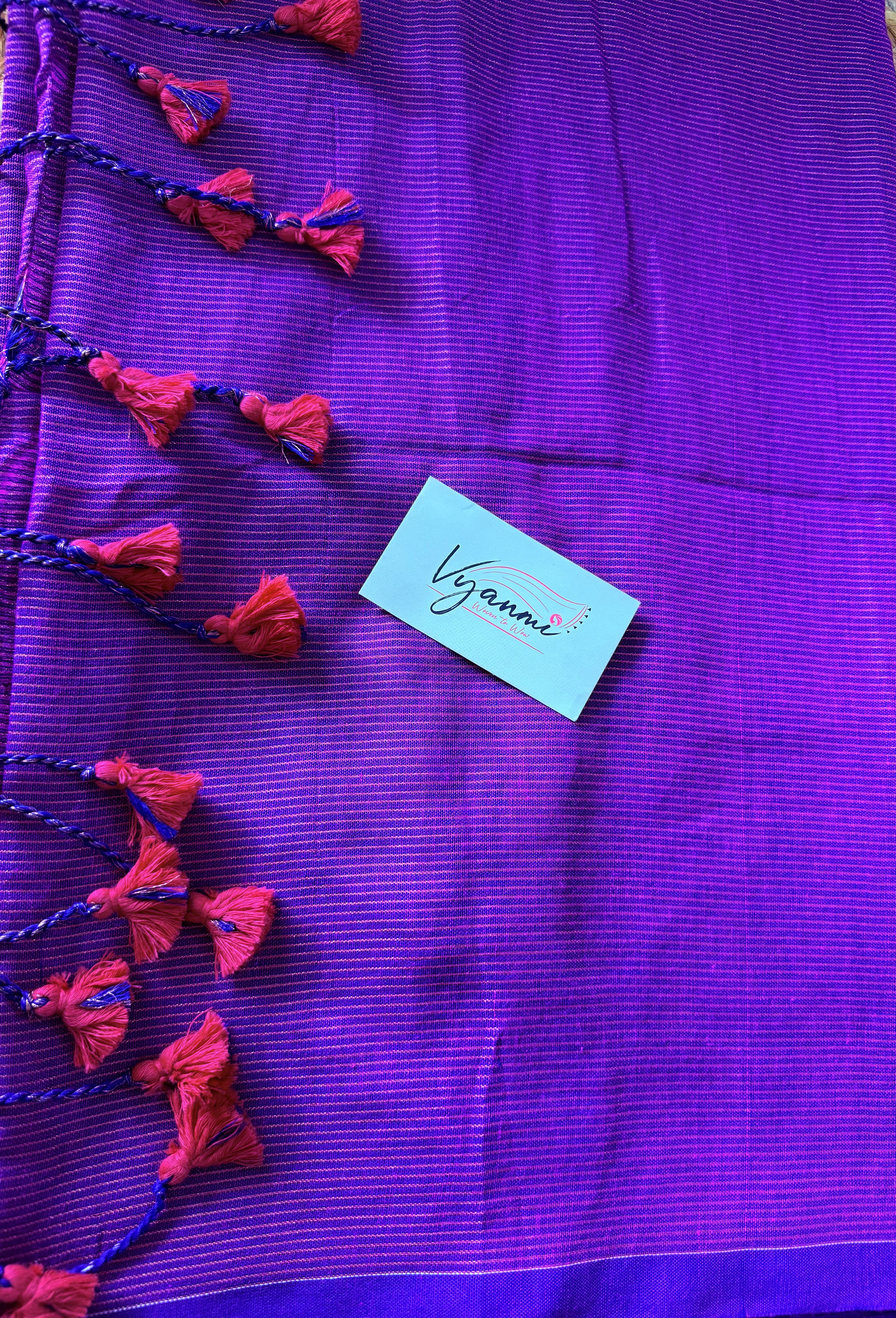Vyanmi Purplish Zari Mul Handloom Saree