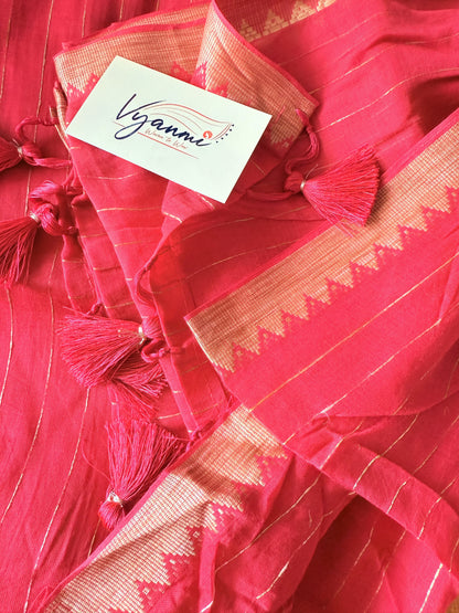 Vyanmi Red Riwaayat Mulmul Saree