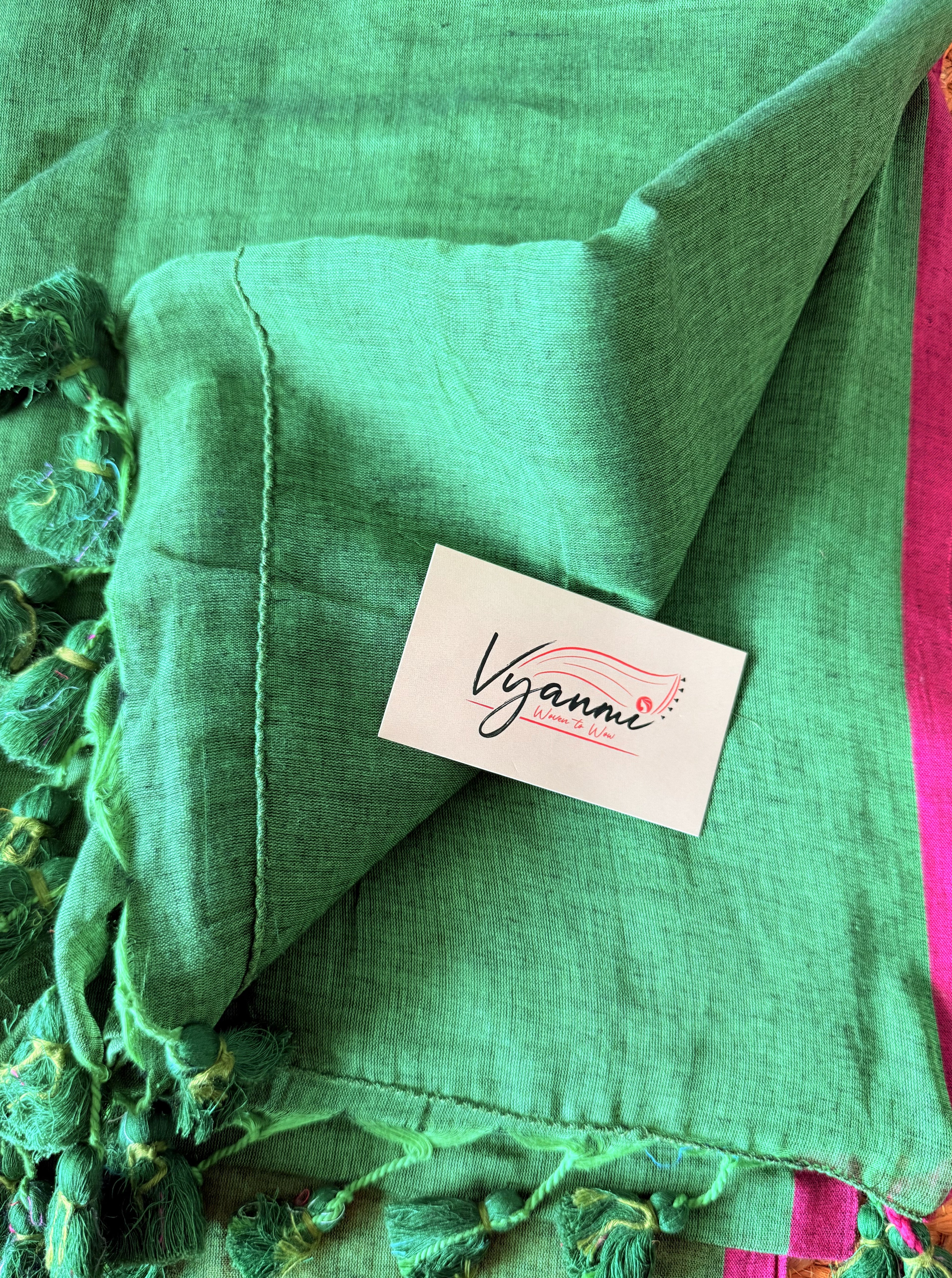 Vyanmi Groove in Green Mulmul Saree