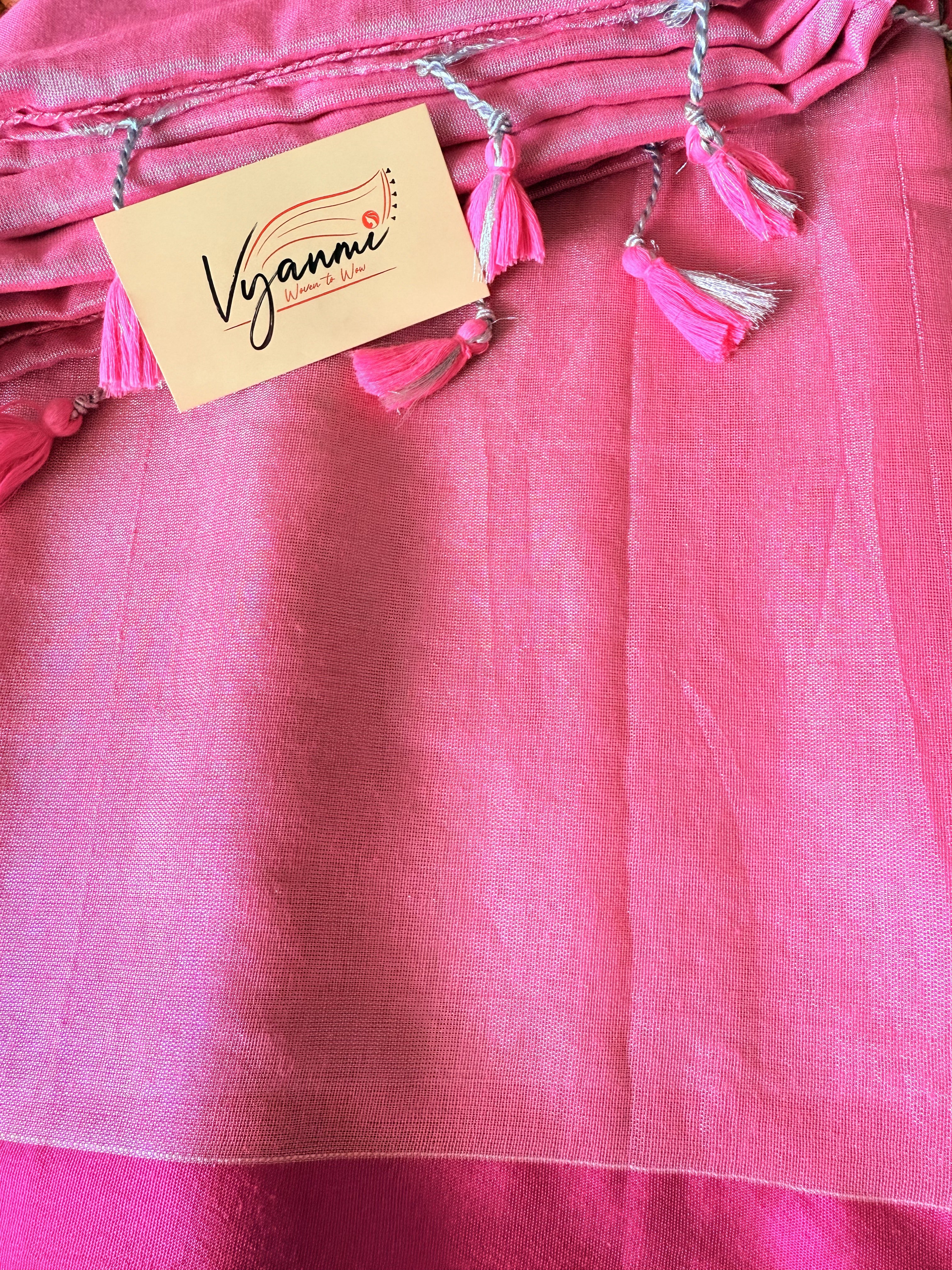 Vyanmi Pink Haze Mul Tissue Saree