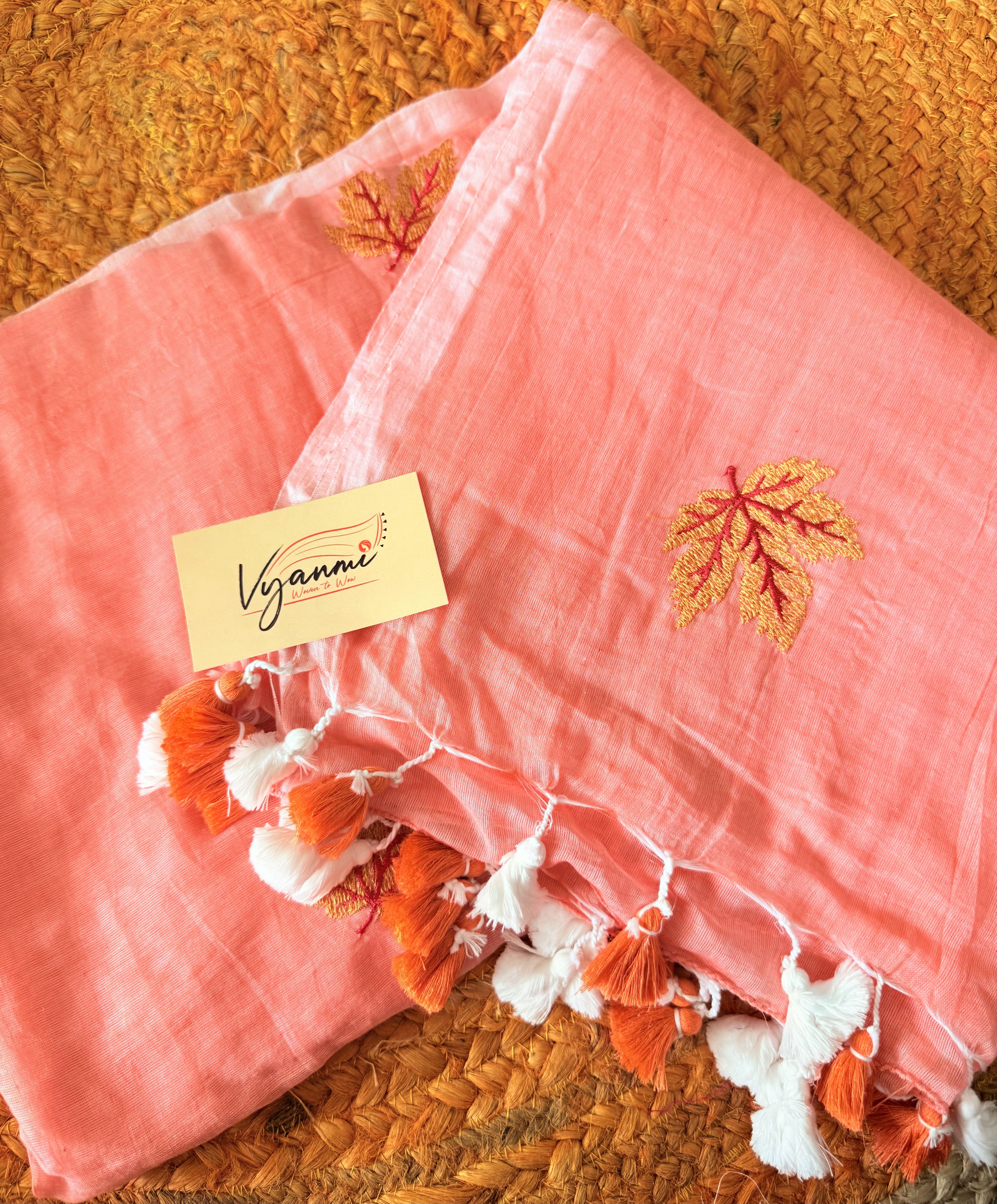 Vyanmi Peach Please Mulmul Saree