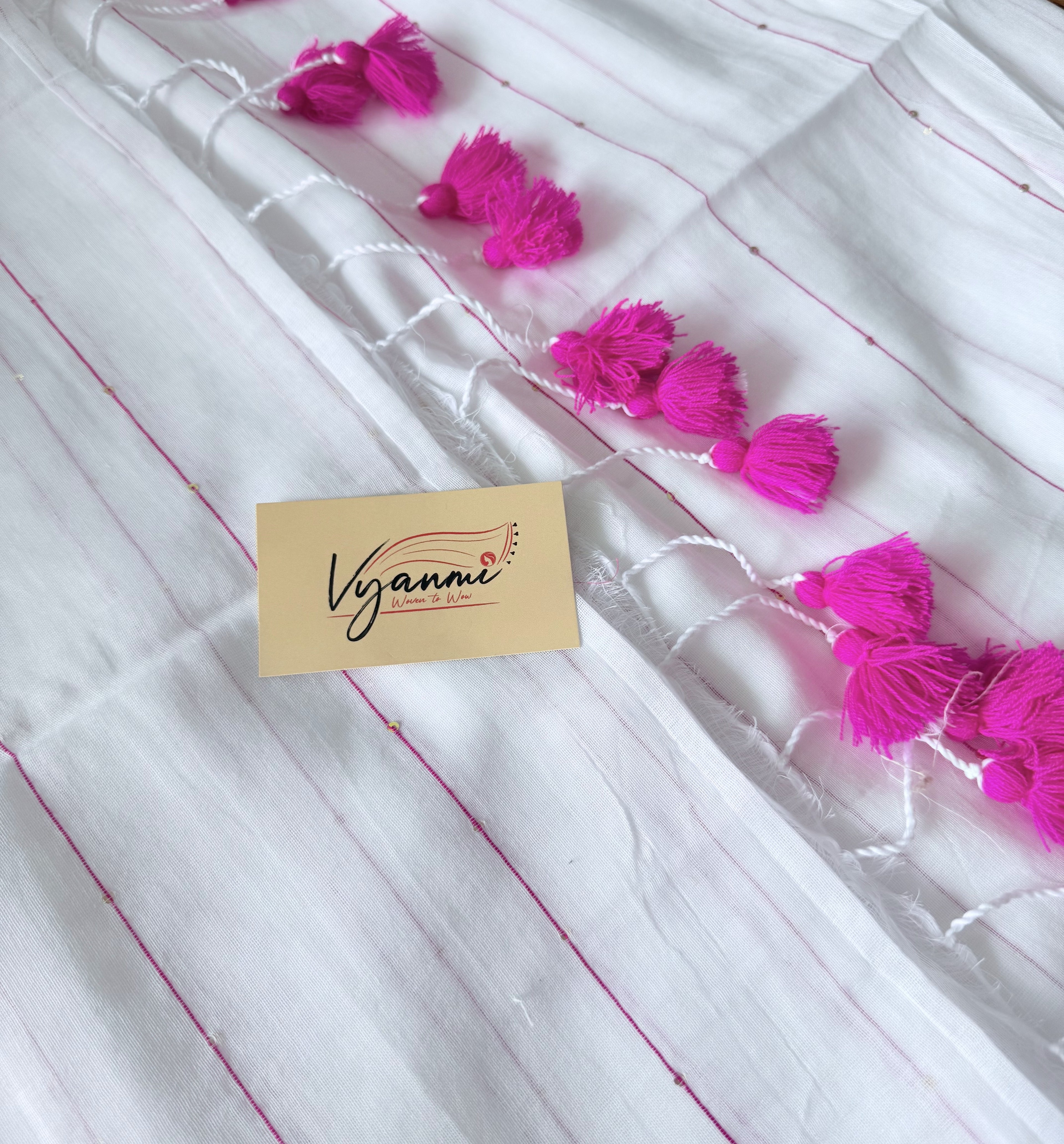 Vyanmi White Sequin & Sass Mulmul Saree