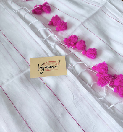 Vyanmi White Sequin & Sass Mulmul Saree