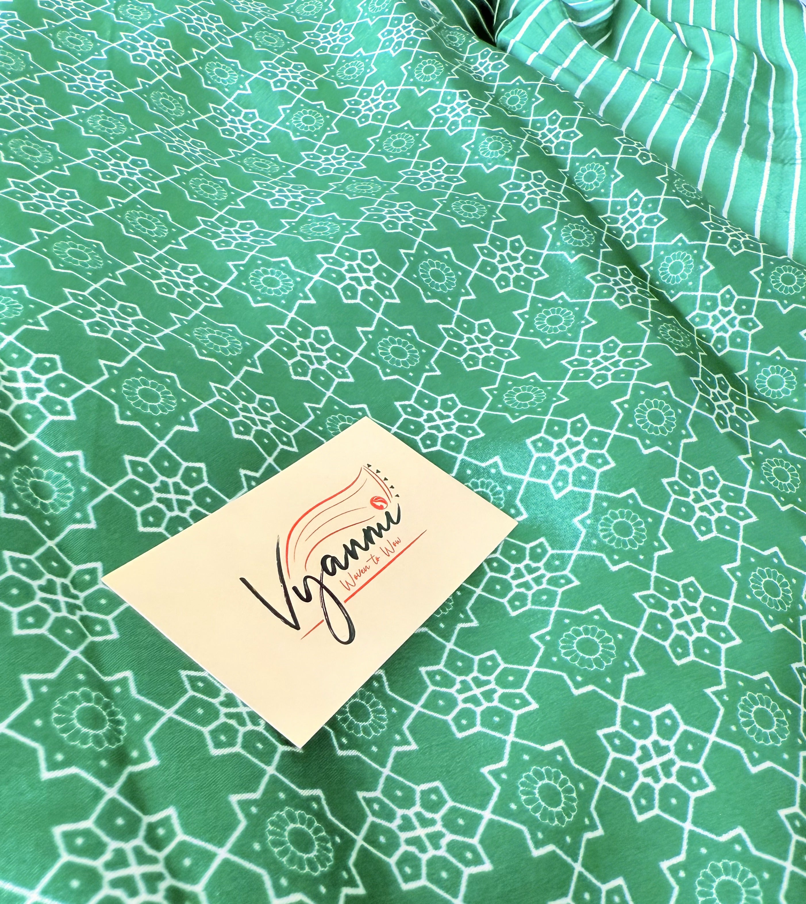 Vyanmi Sassy Green Semi Gajji Silk Saree