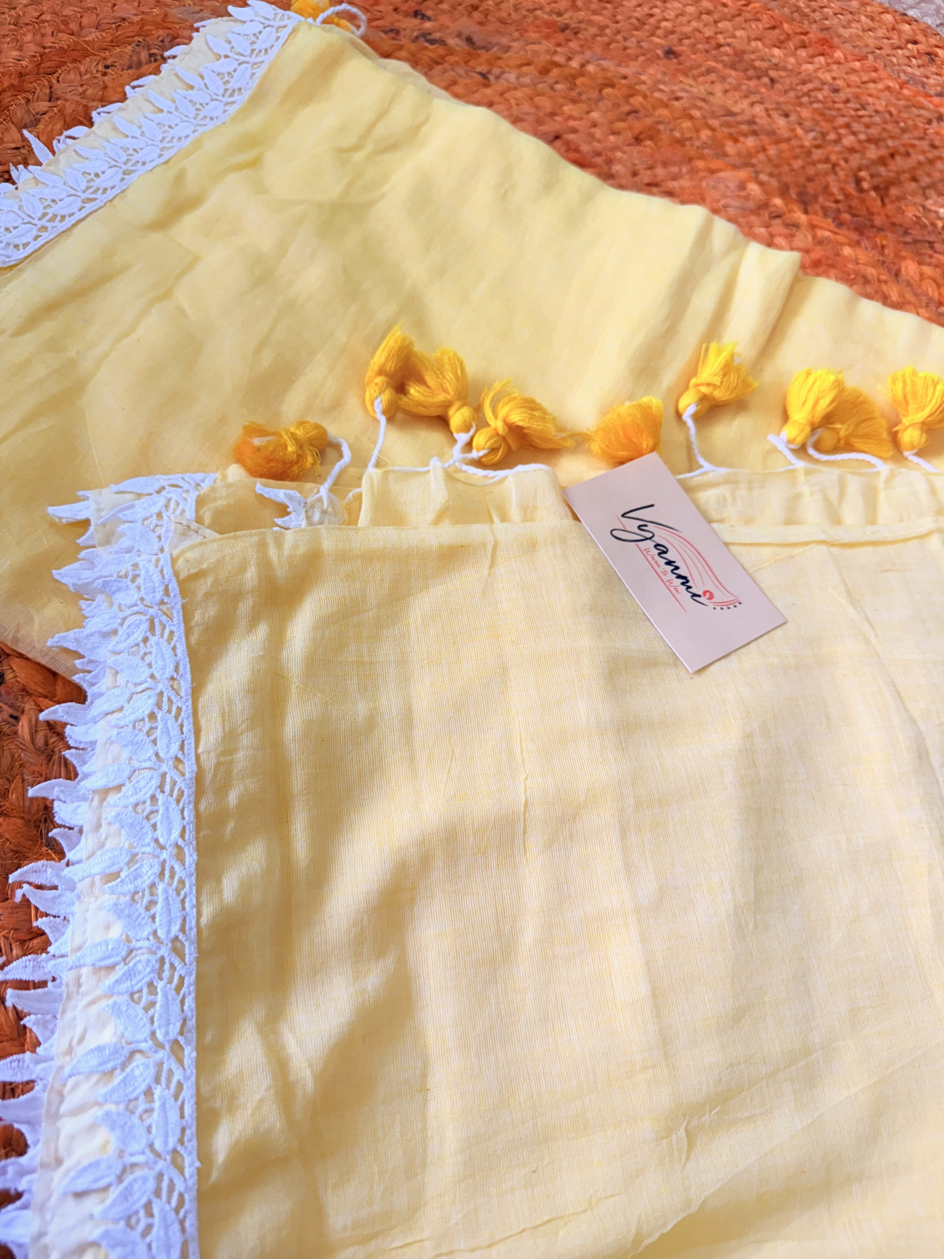 Vyanmi Mango Mist Mulmul Saree