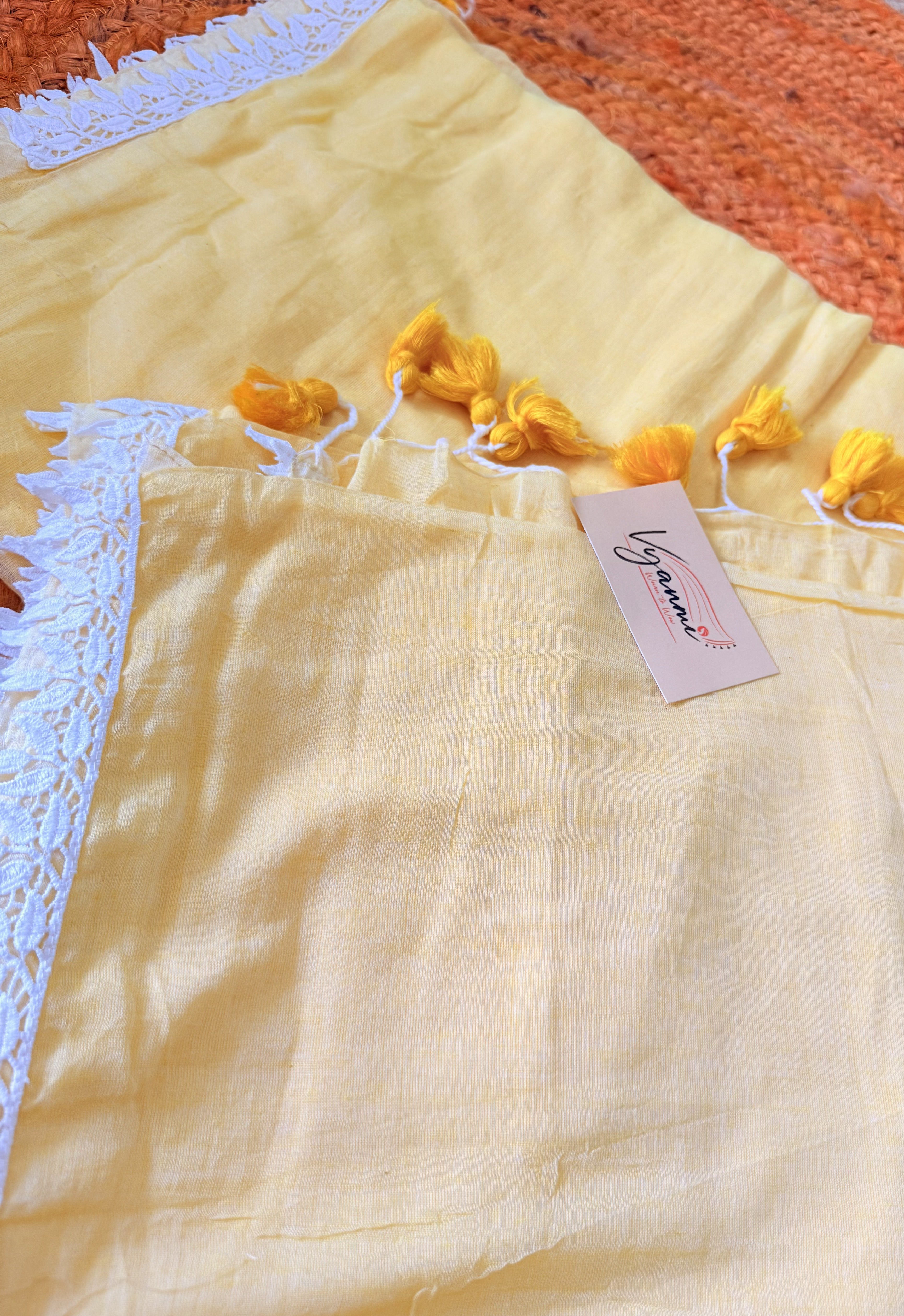 Vyanmi Mango Mist Mulmul Saree