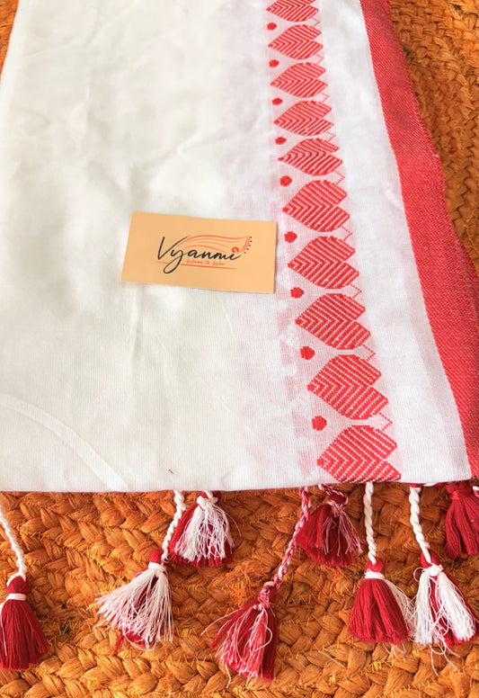 Vyanmi Shwet-Laal Handloom Saree