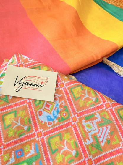 Vyanmi Rainbow Sips Linen Saree