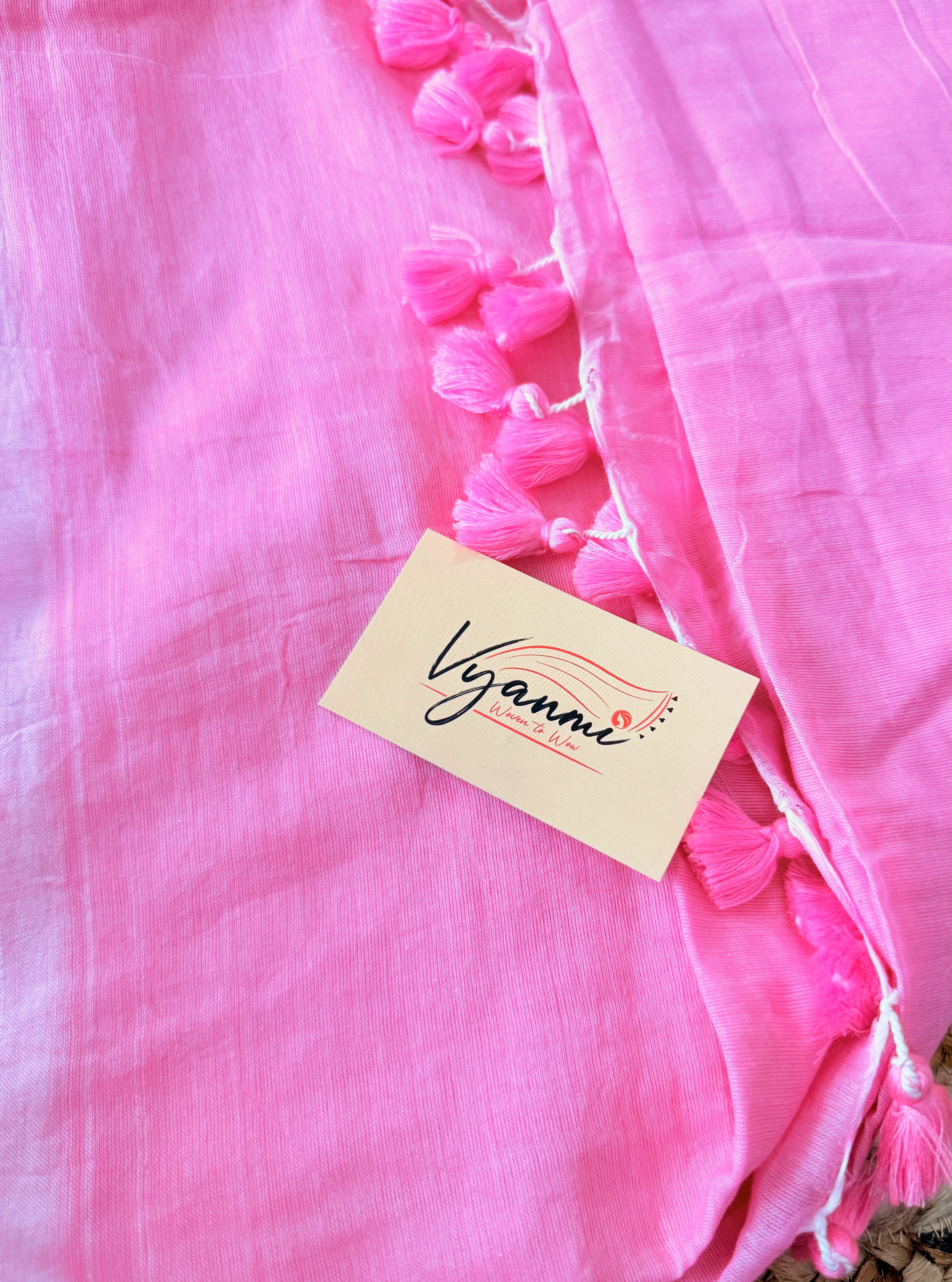 Vyanmi Rose Cotton-Candy Mul Saree
