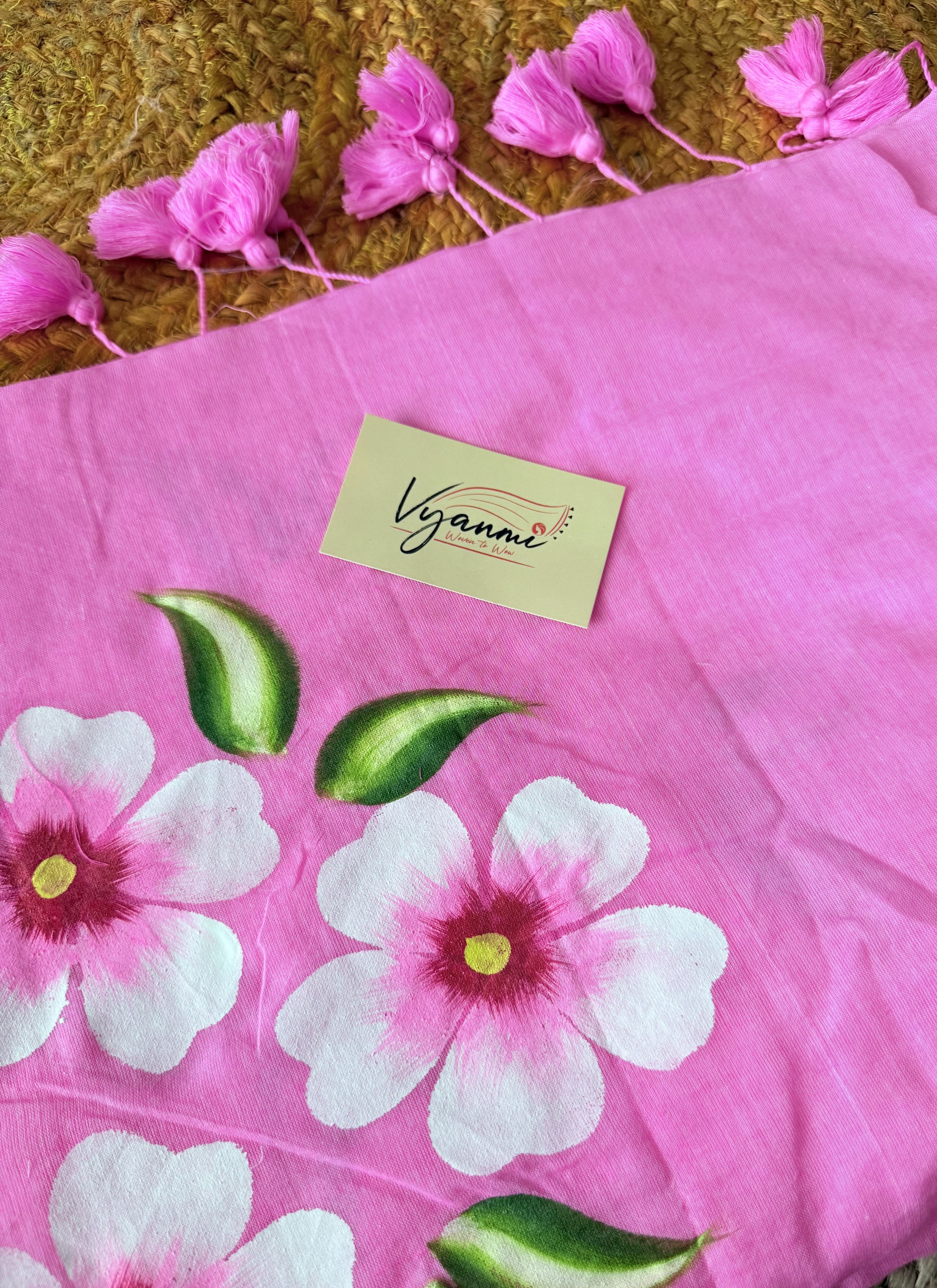Vyanmi Pink Petal Pop Mulmul Saree