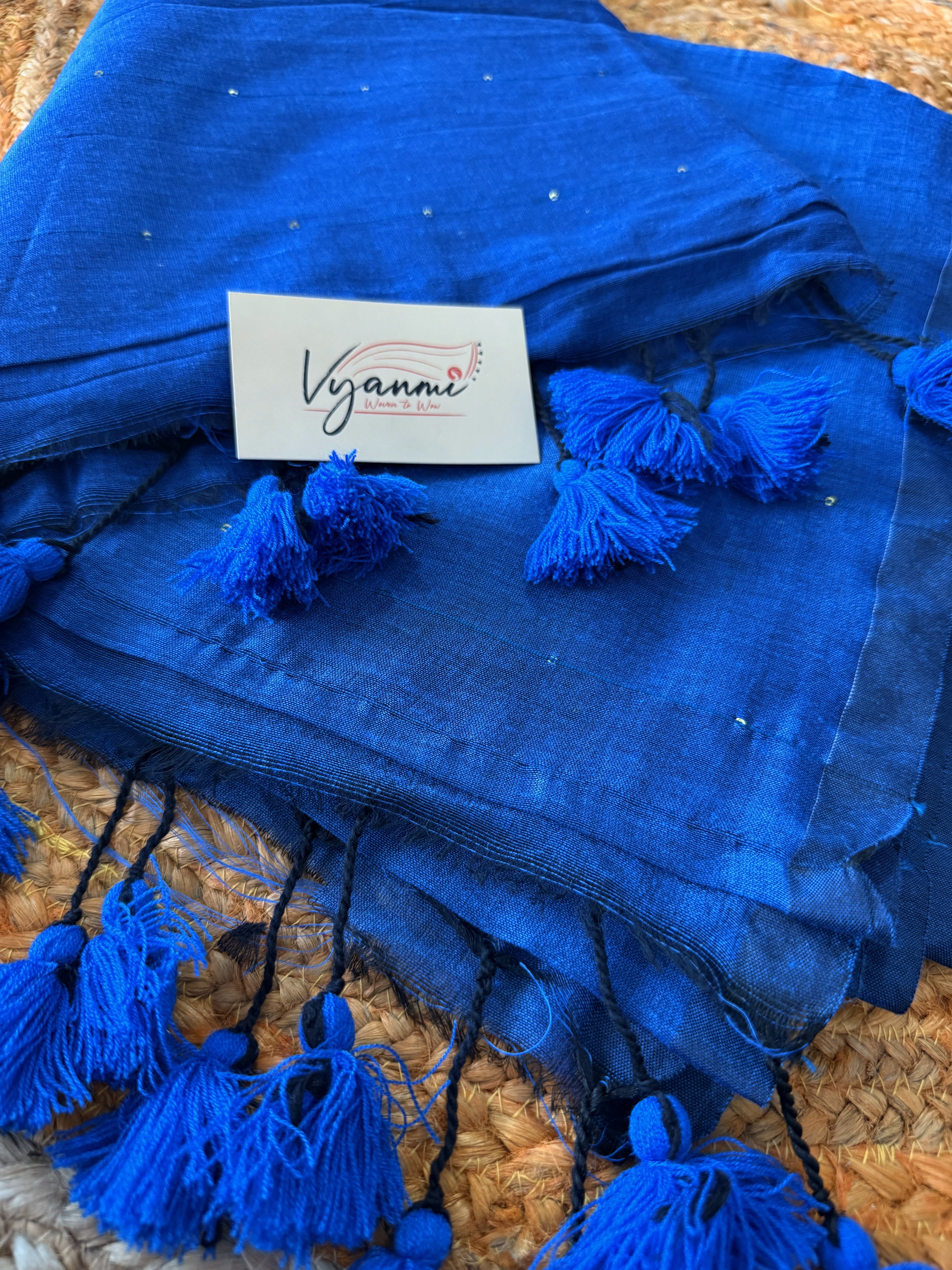 Vyanmi Blue Sequin & Sass Mulmul Saree
