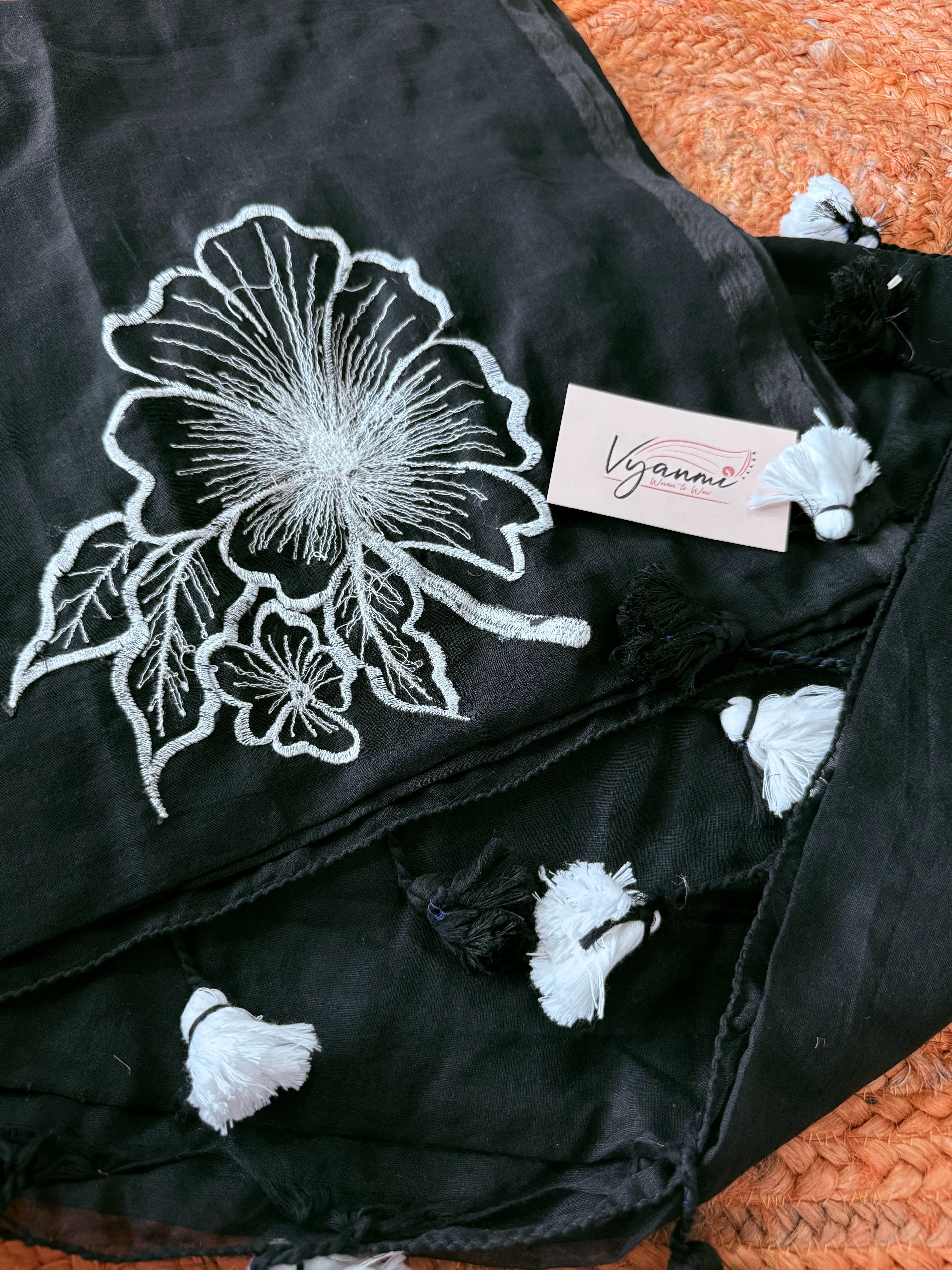 Vyanmi Black & Beyond Mulmul Saree
