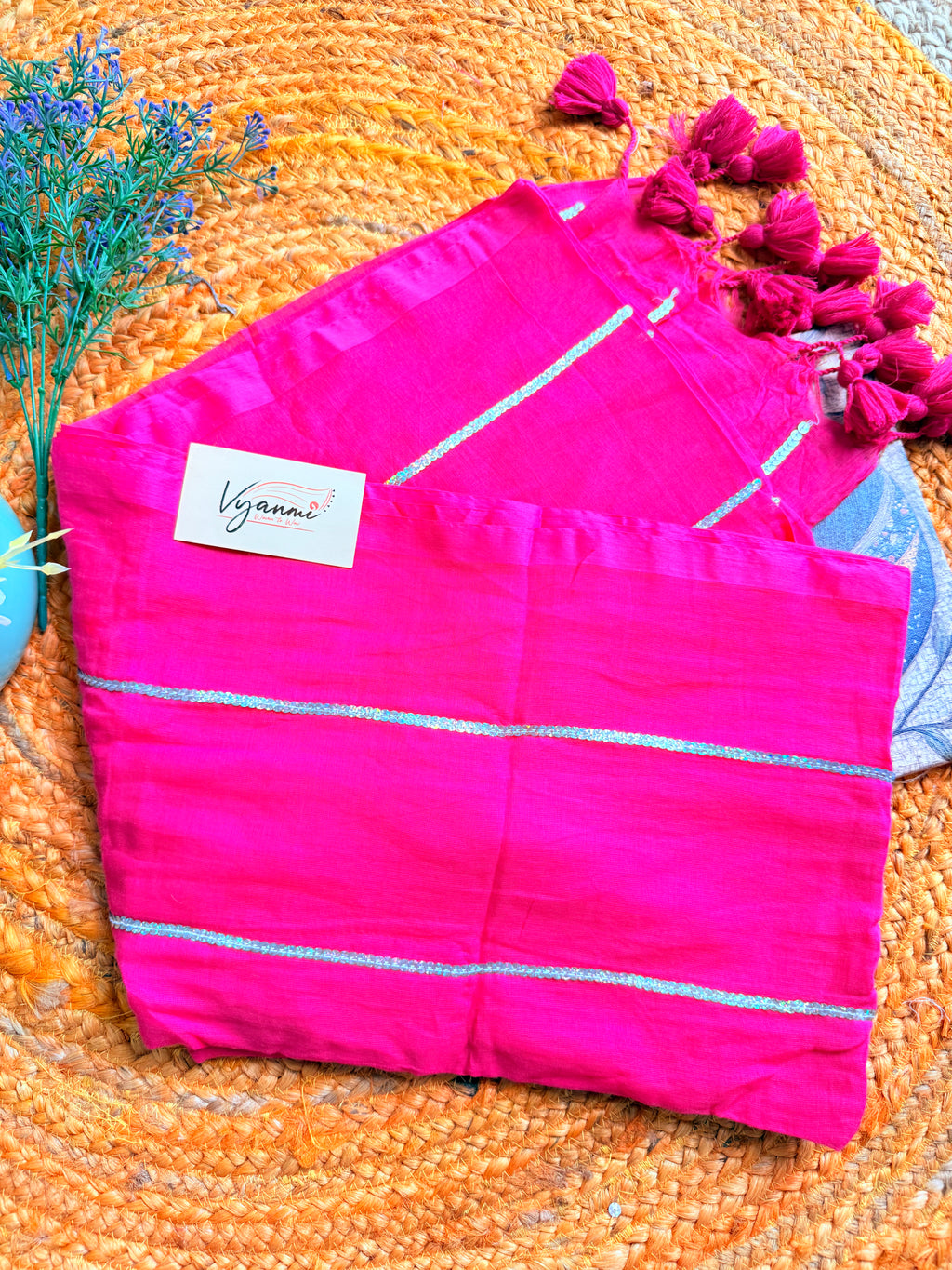 Vyanmi Rani Glow Sequin Mulmul Saree