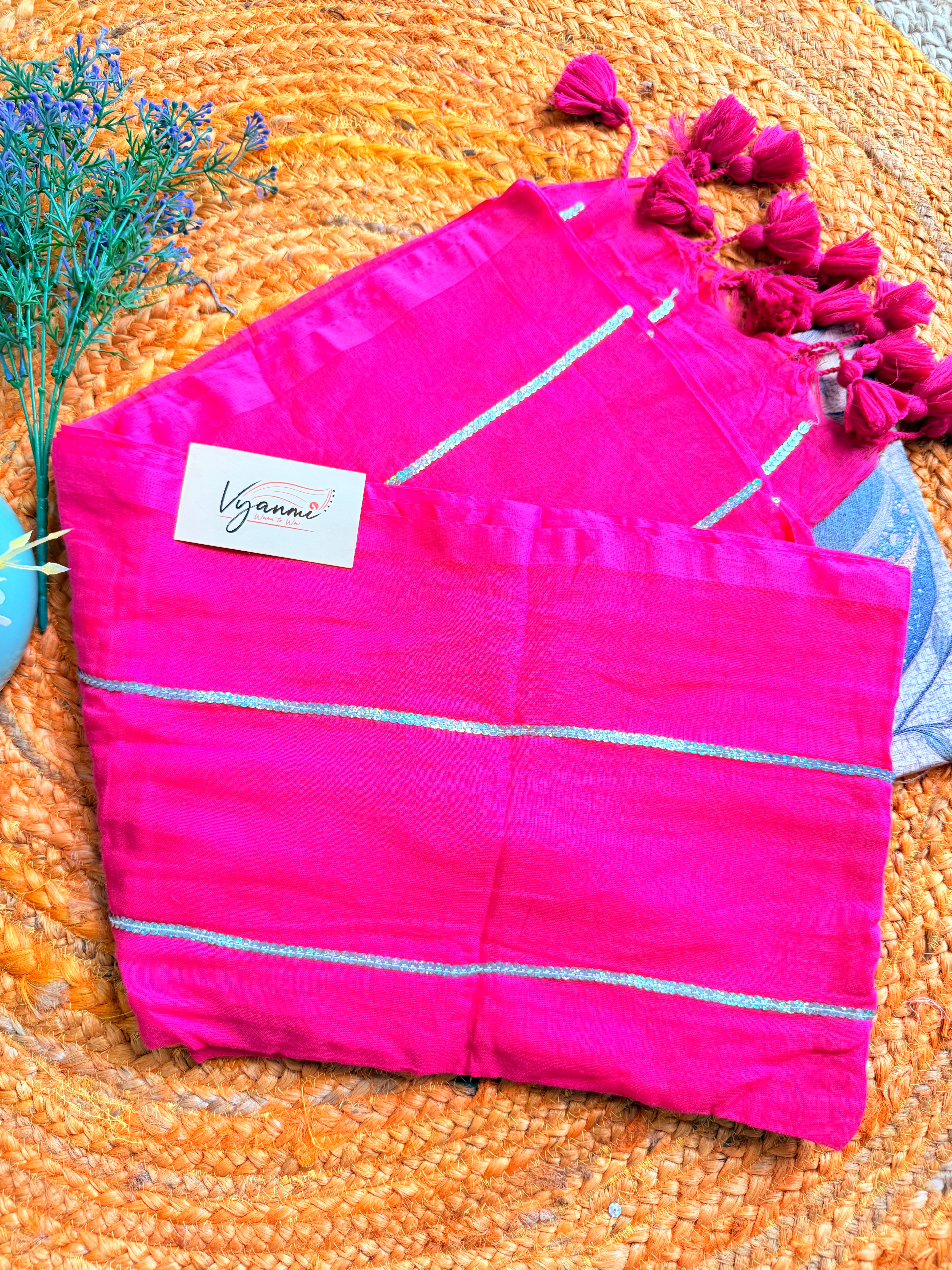 Vyanmi Rani Glow Sequin Mulmul Saree