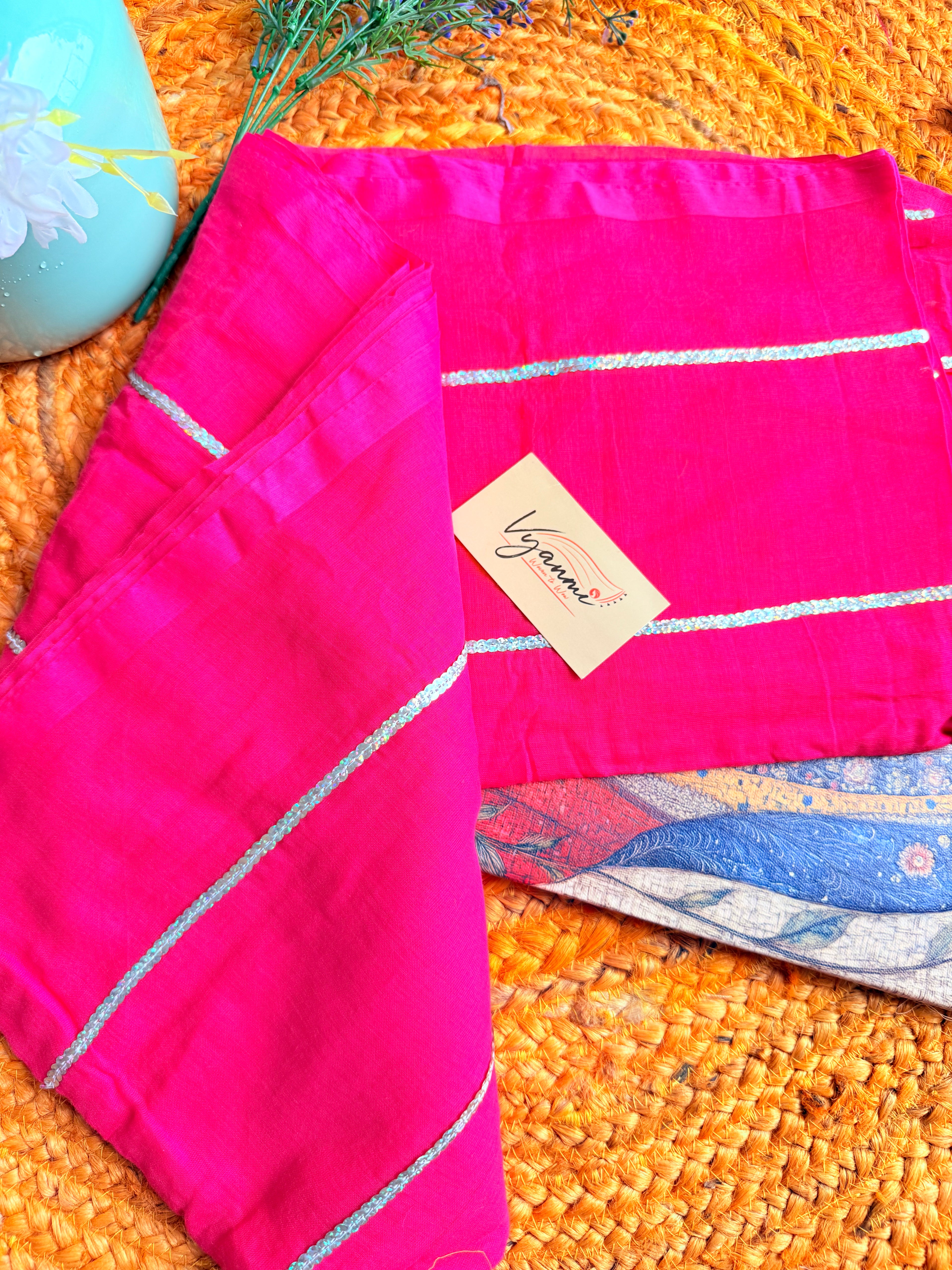 Vyanmi Rani Glow Sequin Mulmul Saree