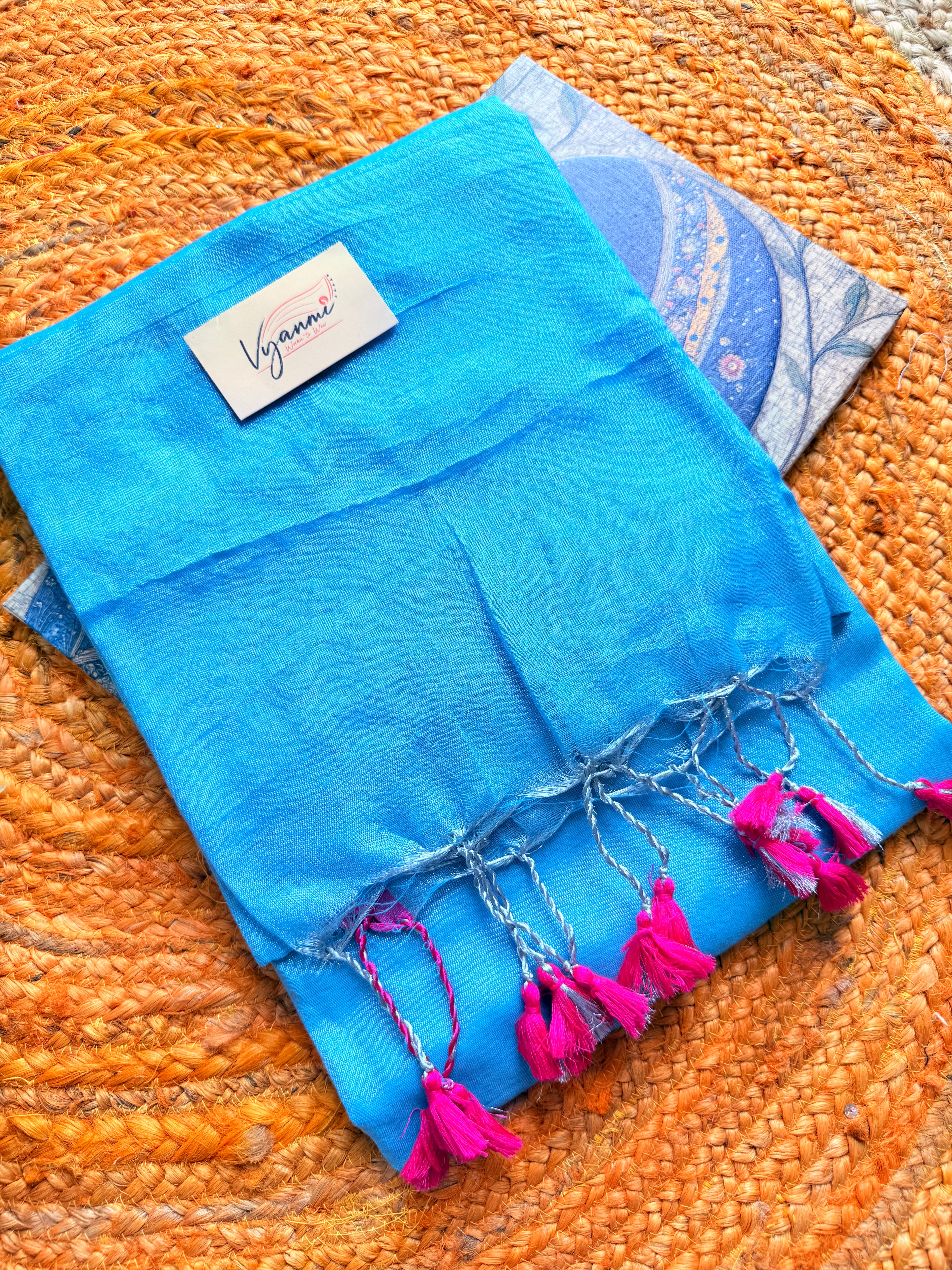 Vyanmi Blue Bloom Tissue Saree