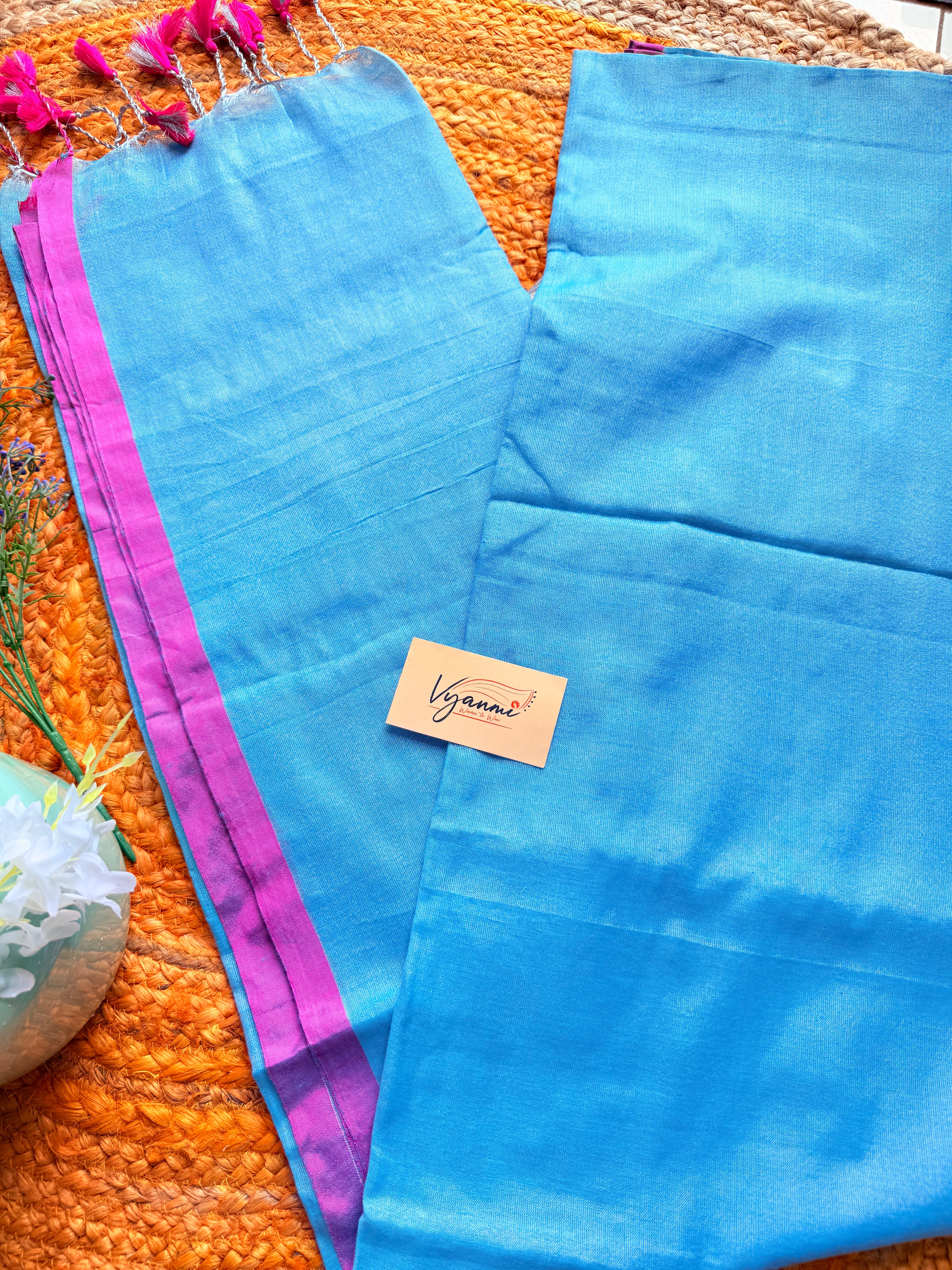 Vyanmi Blue Bloom Tissue Saree