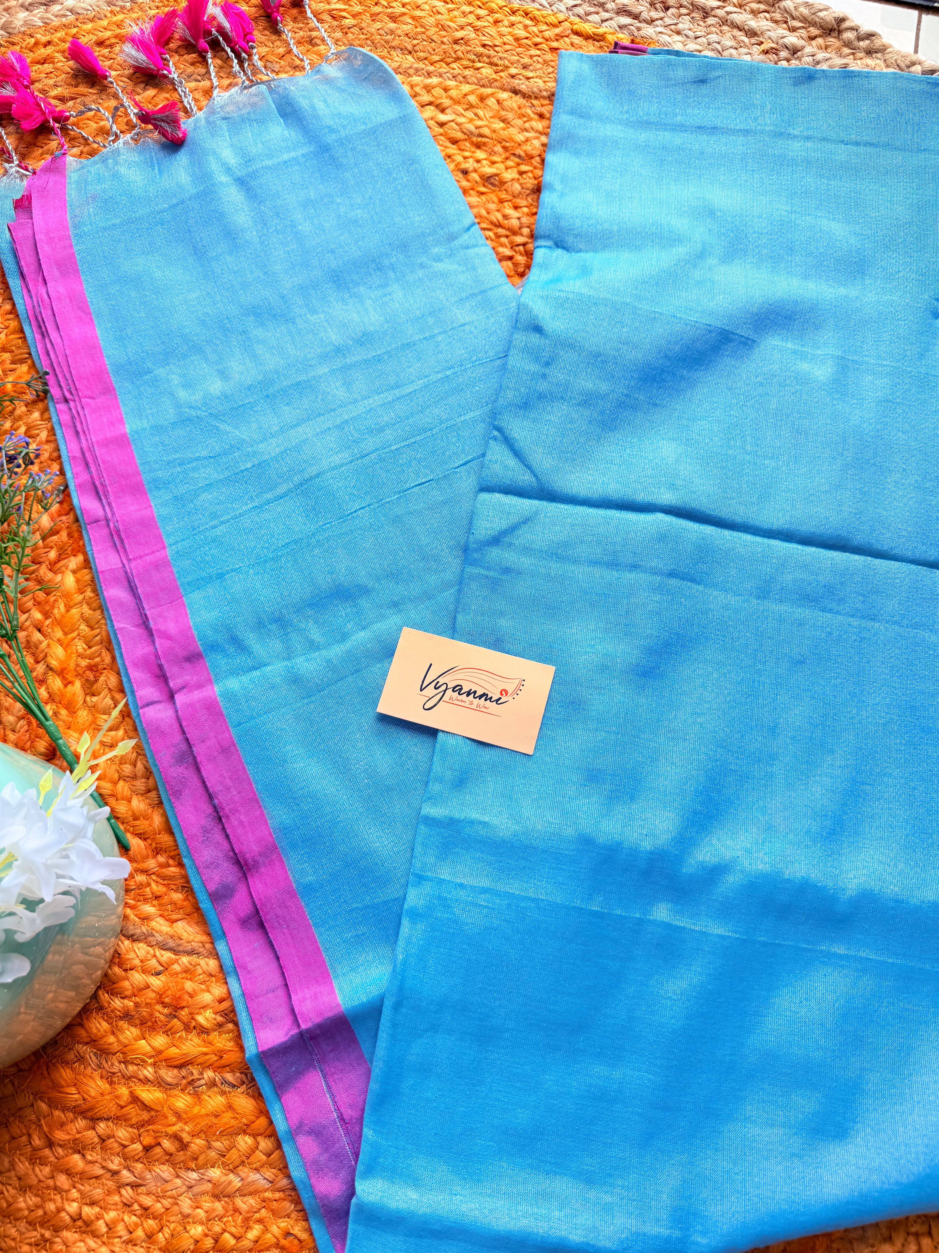 Vyanmi Blue Bloom Tissue Saree