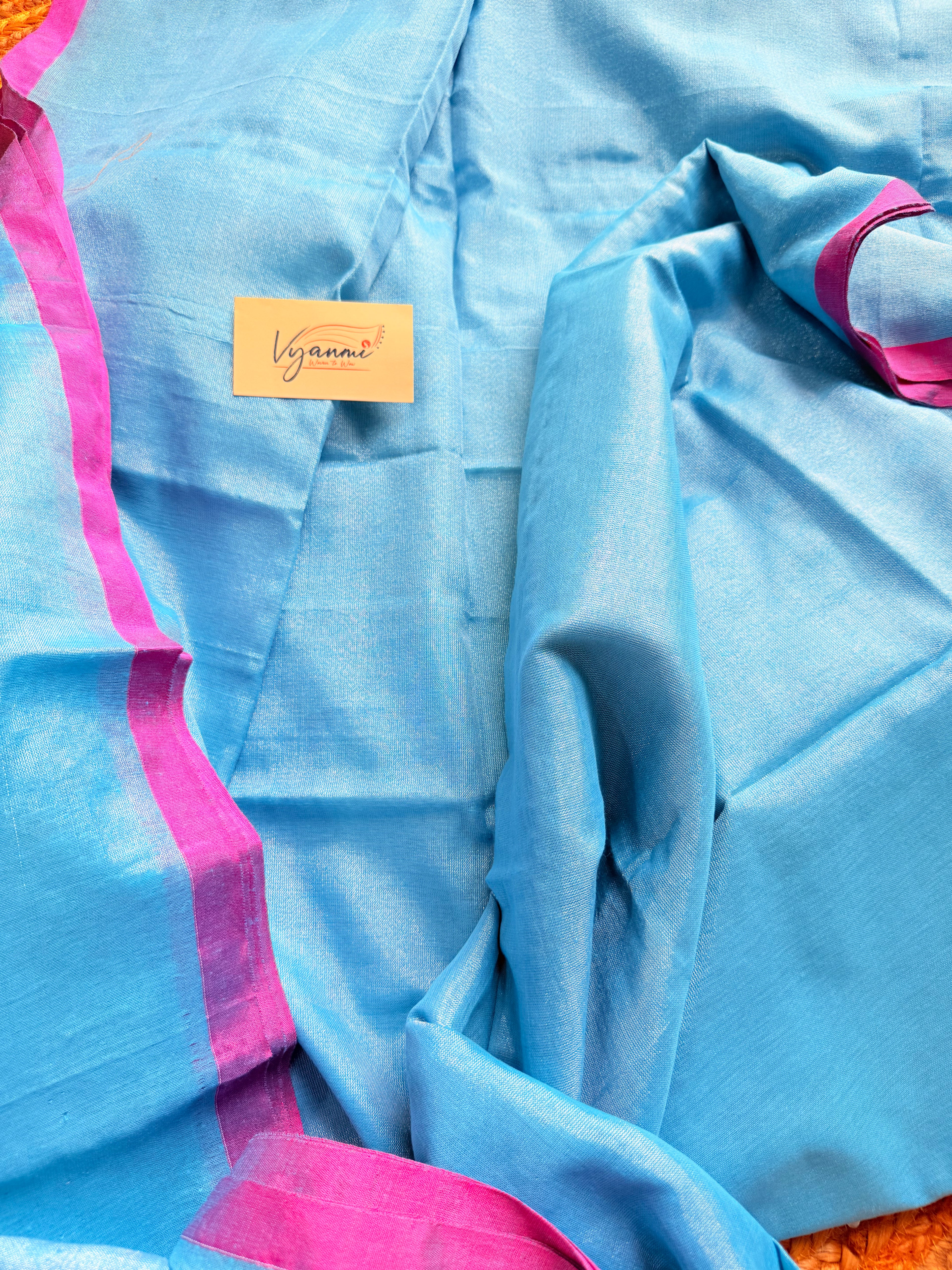 Vyanmi Blue Bloom Tissue Saree