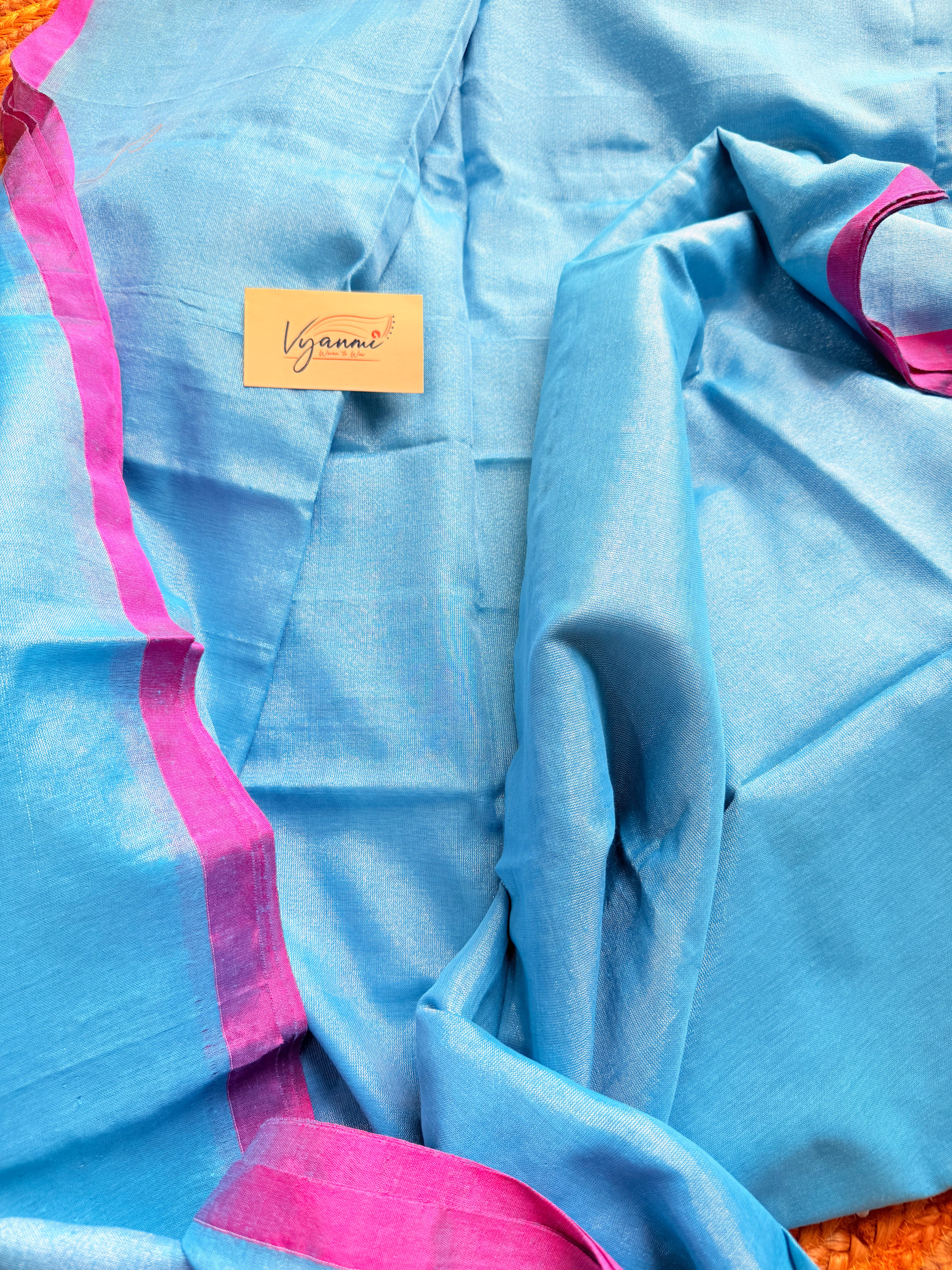 Vyanmi Blue Bloom Tissue Saree