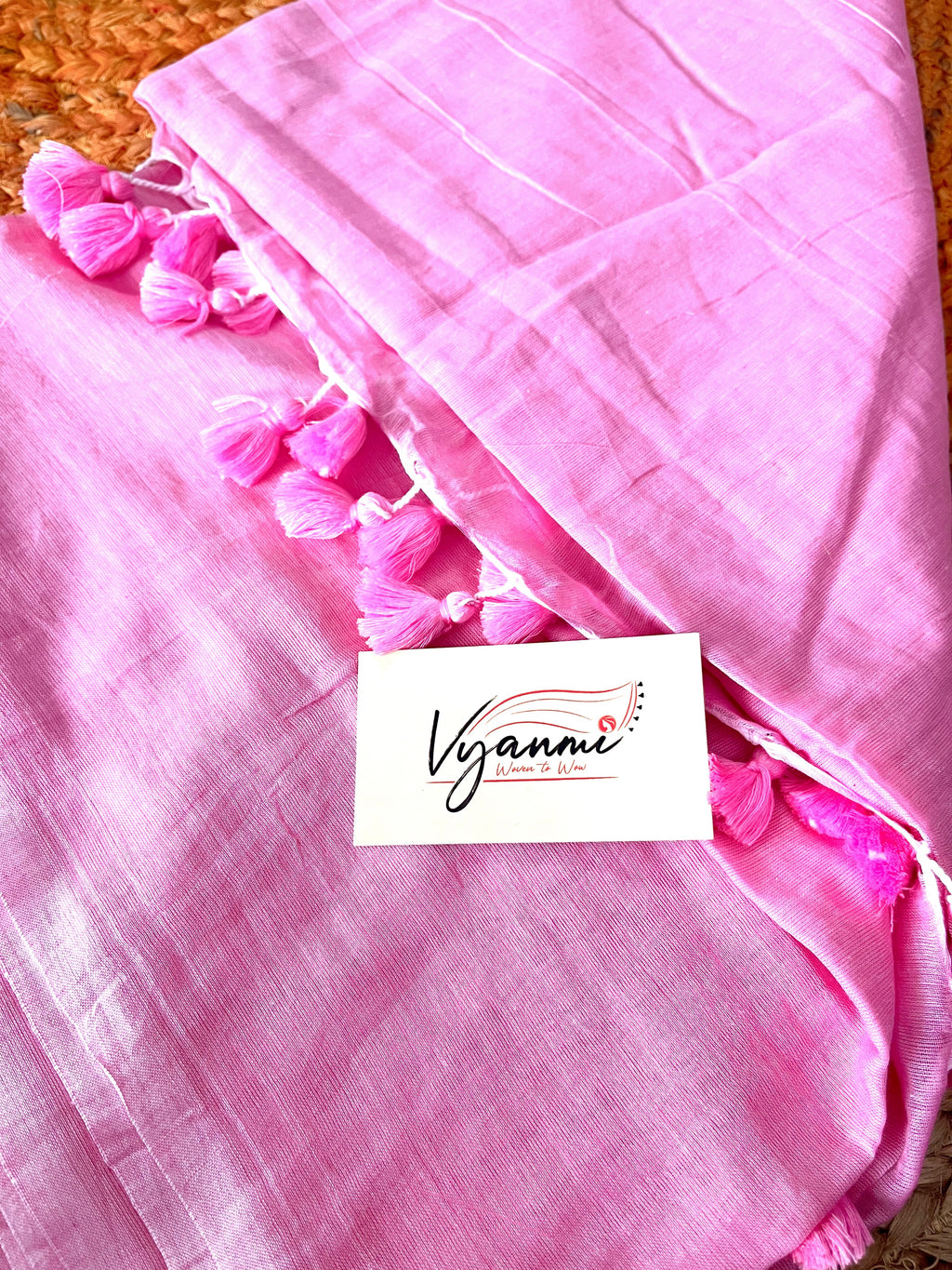 Vyanmi Rose Cotton-Candy Mul Saree