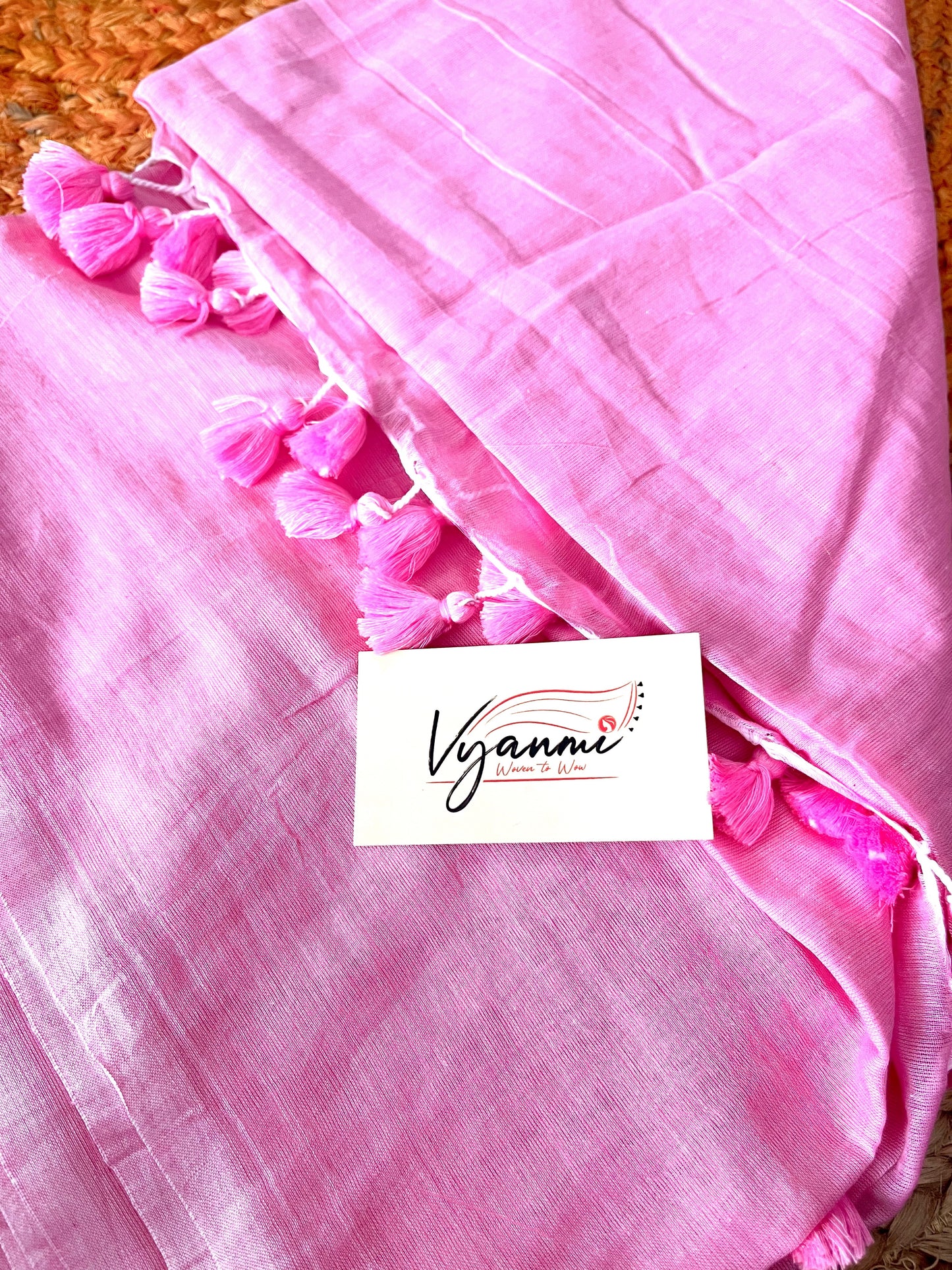 Vyanmi Rose Cotton-Candy Mul Saree
