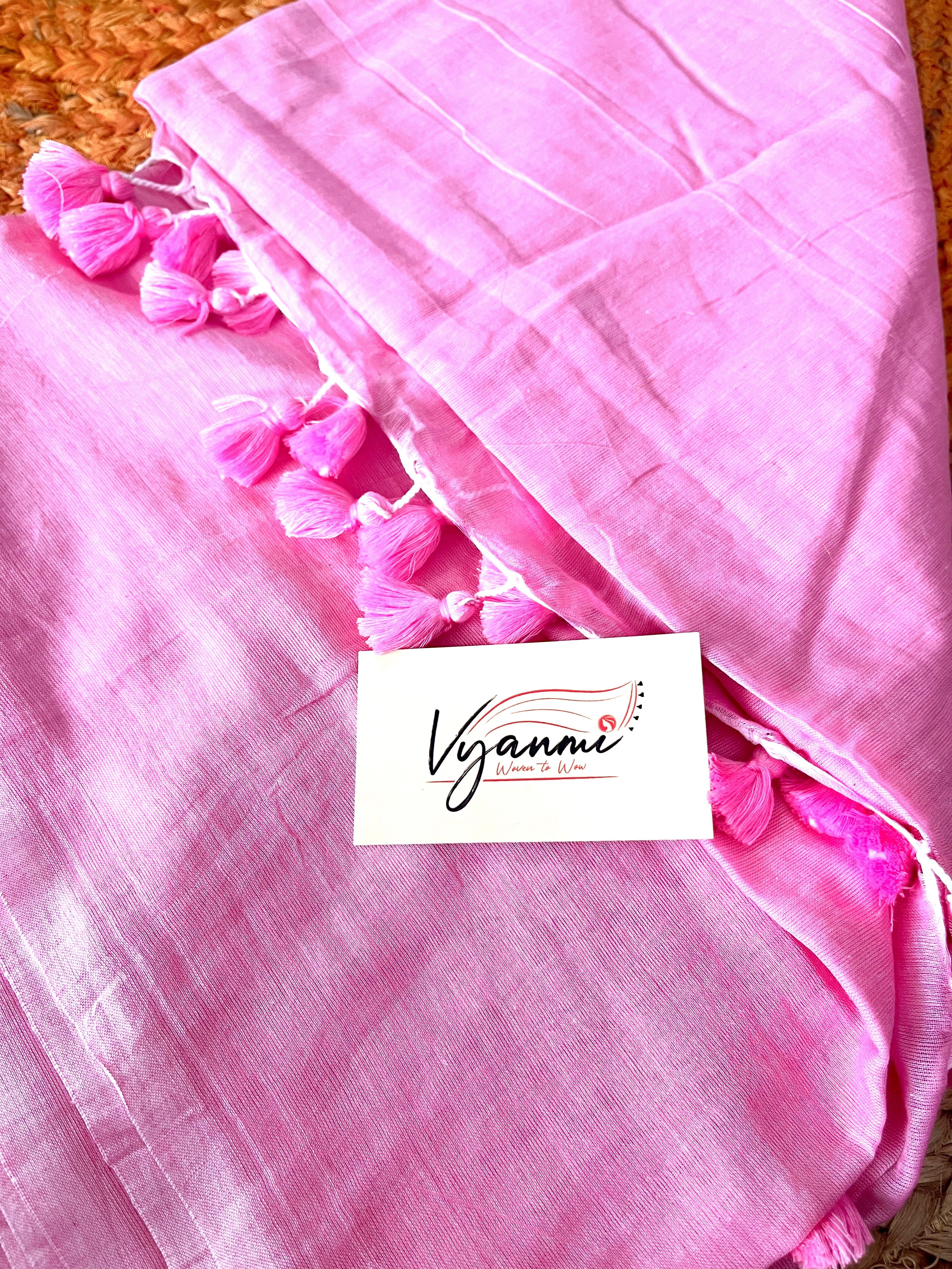 Vyanmi Rose Cotton-Candy Mul Saree